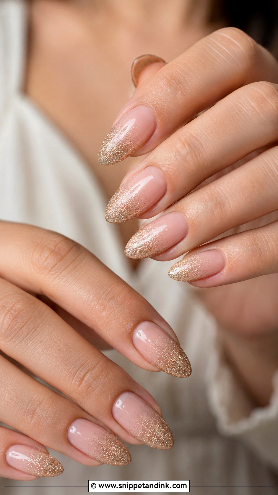 Champagne Glitter Ombre Pre Wedding Nails - Snippet and Ink - 20 Nails for Pre Wedding Shoot