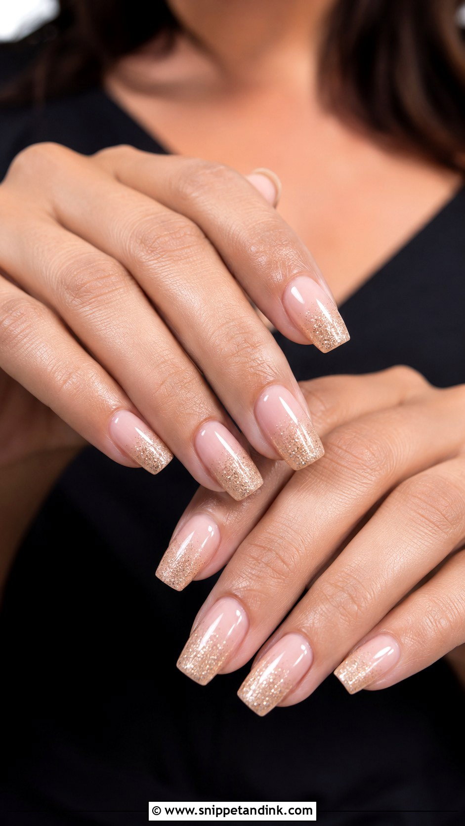 Champagne Glitter Ombre Wedding Guest Nails - Snippet and Ink - 20 Classy Elegant Nails for Wedding Guest
