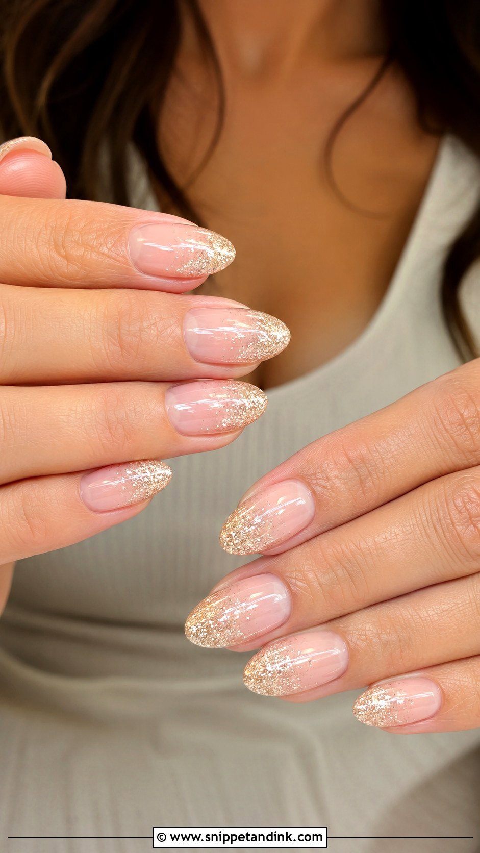 Champagne Glitter Wedding Guest Nails - Snippet and Ink - 20 Cute Wedding Guest Nails