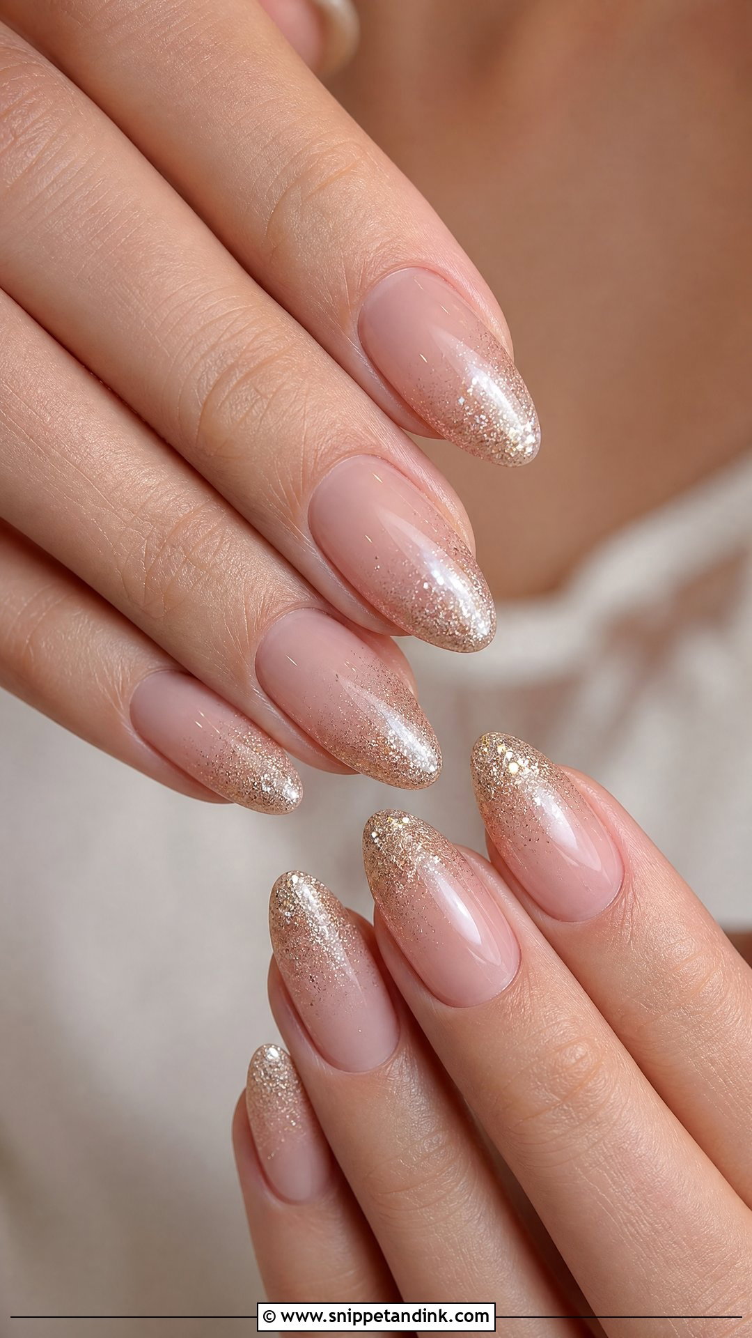 Champagne Glitter Wedding Nails - Snippet and Ink - 35 Nail Art Wedding Ideas