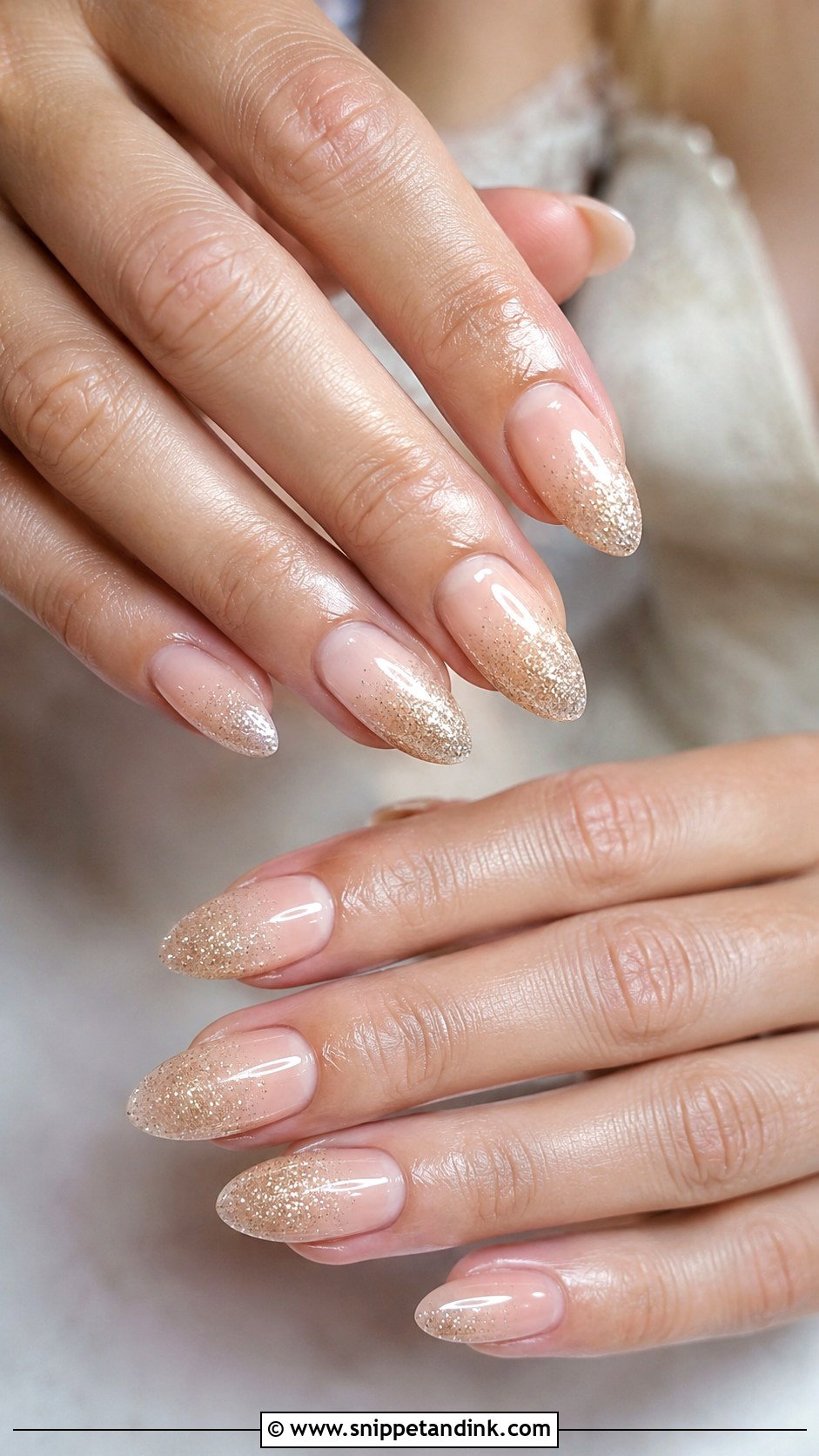 Champagne Glitter Wedding Nails - Snippet and Ink - 20 Sparkly Wedding Nails