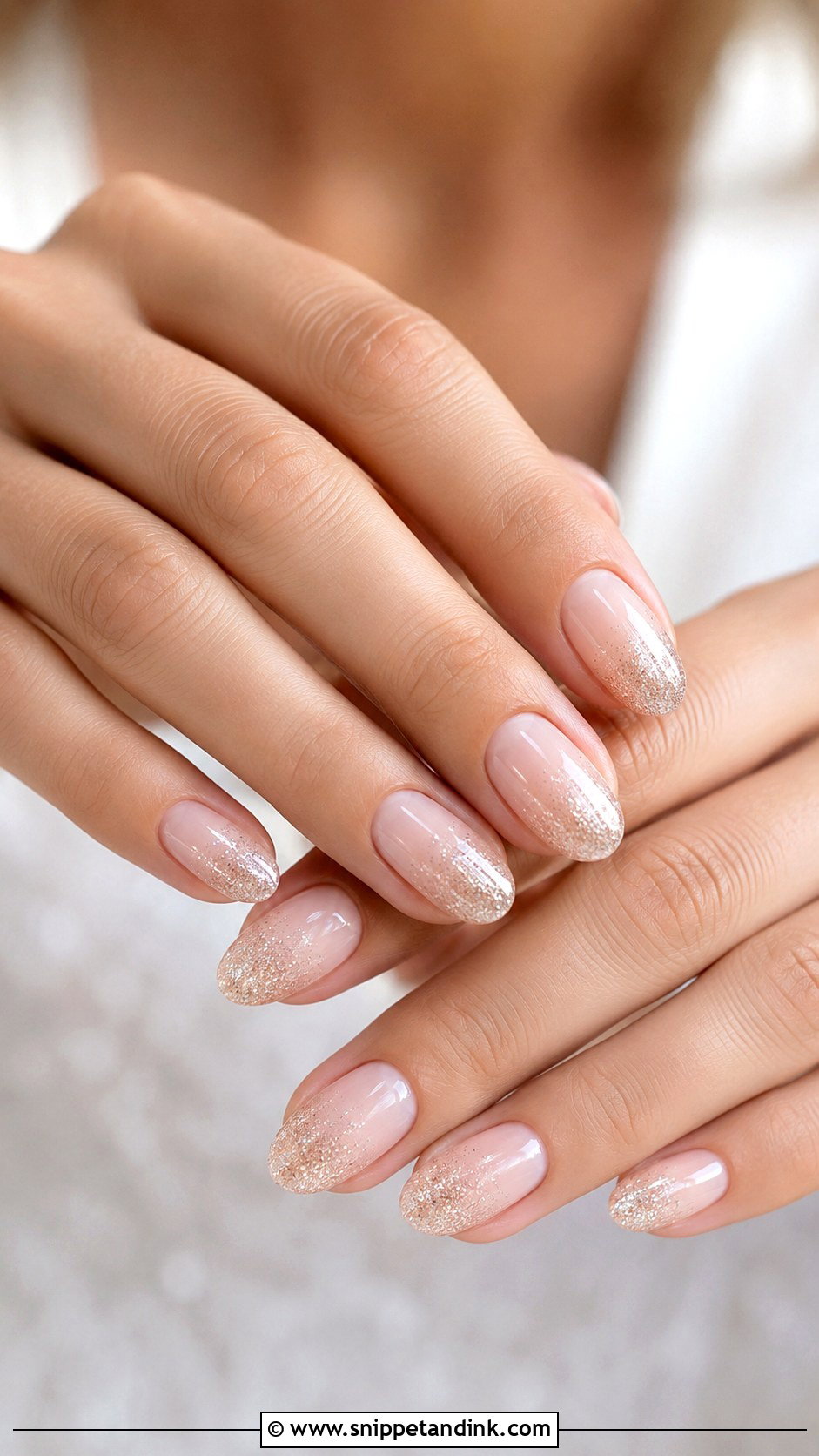 Champagne Glitter Wedding Nails - Snippet and Ink - 20 Wedding Nail Set Ideas