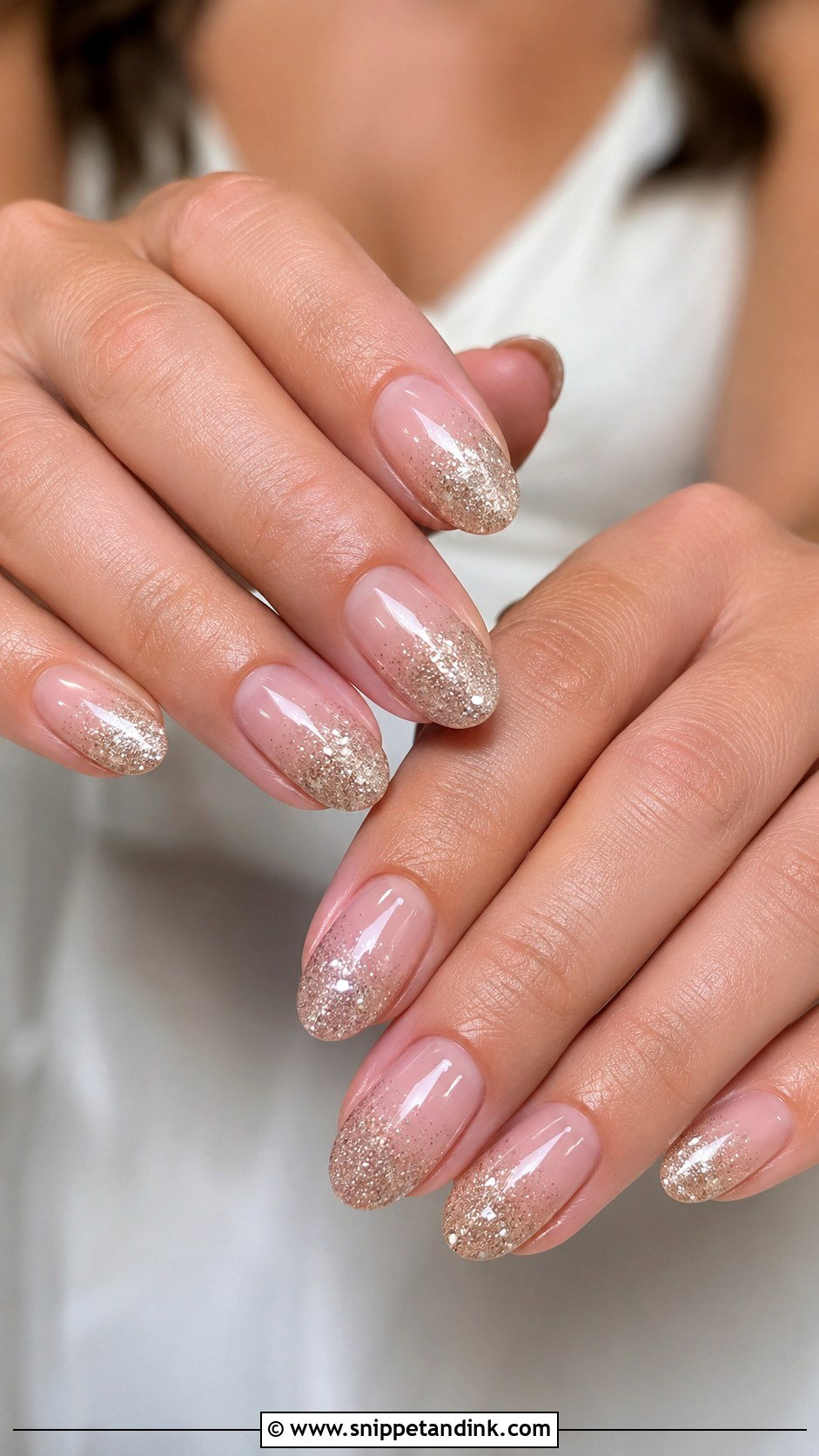 Champagne Glitter Winter Wedding Guest Nails - Snippet and Ink - 20 Winter Wedding Nails Guest