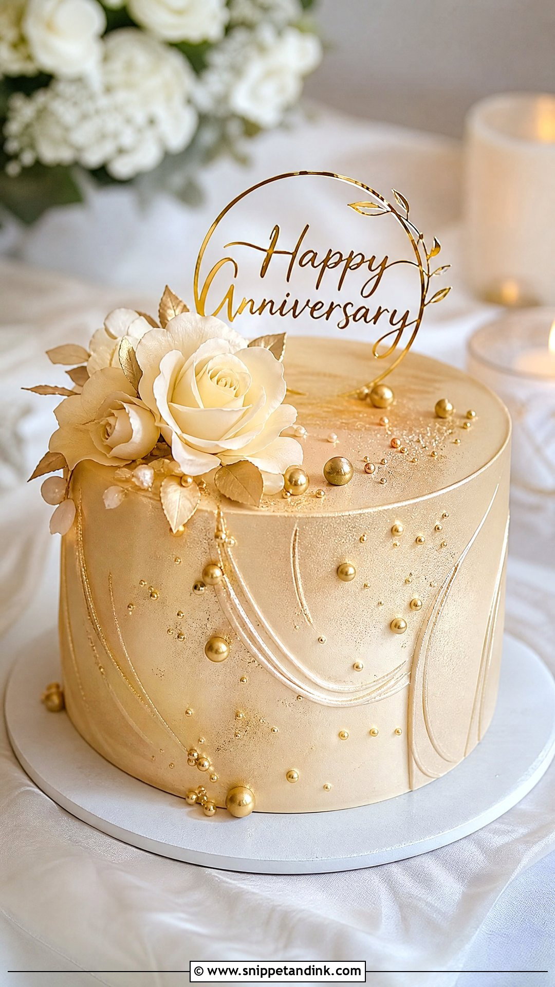 Champagne Gold Anniversary Cake - Snippet and Ink - 25 Golden Wedding Anniversary Cake Ideas