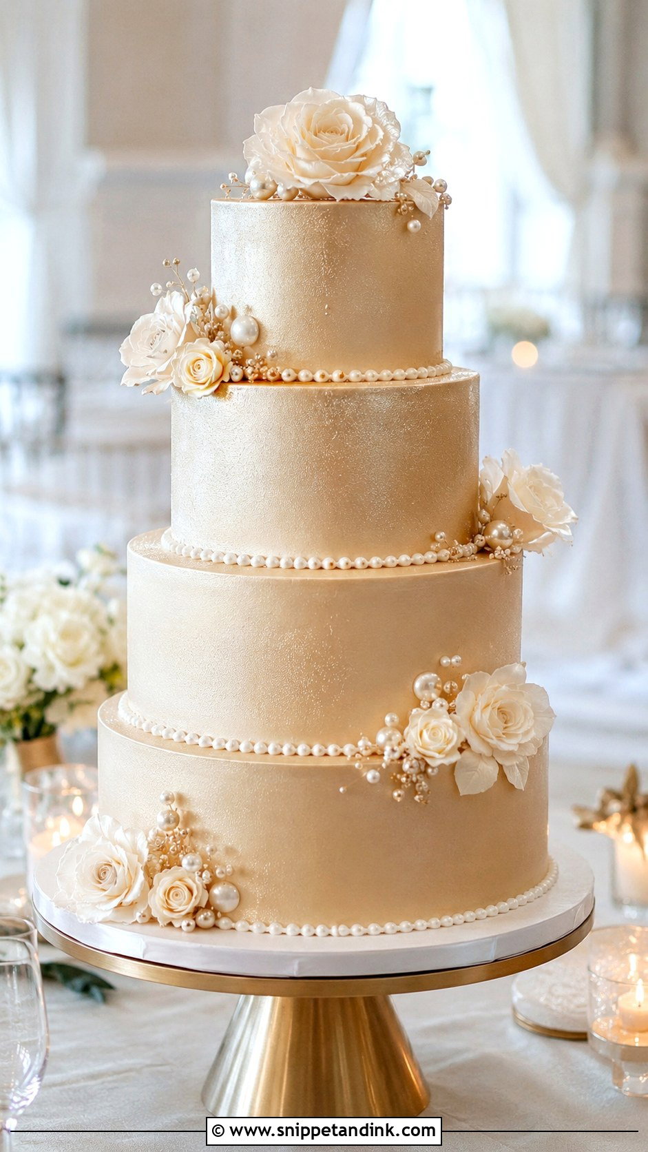 Champagne Gold Wedding Cake - Snippet and Ink - 30 Sparkle Wedding Cake Ideas