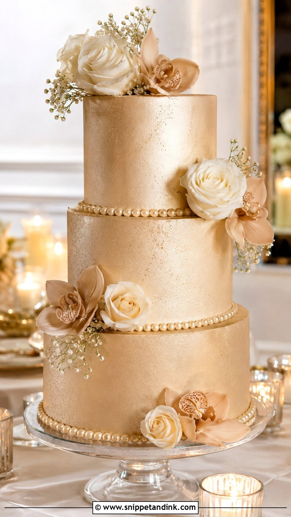 Champagne Gold Wedding Cake - Snippet and Ink - 20 Golden Cake Ideas for Wedding