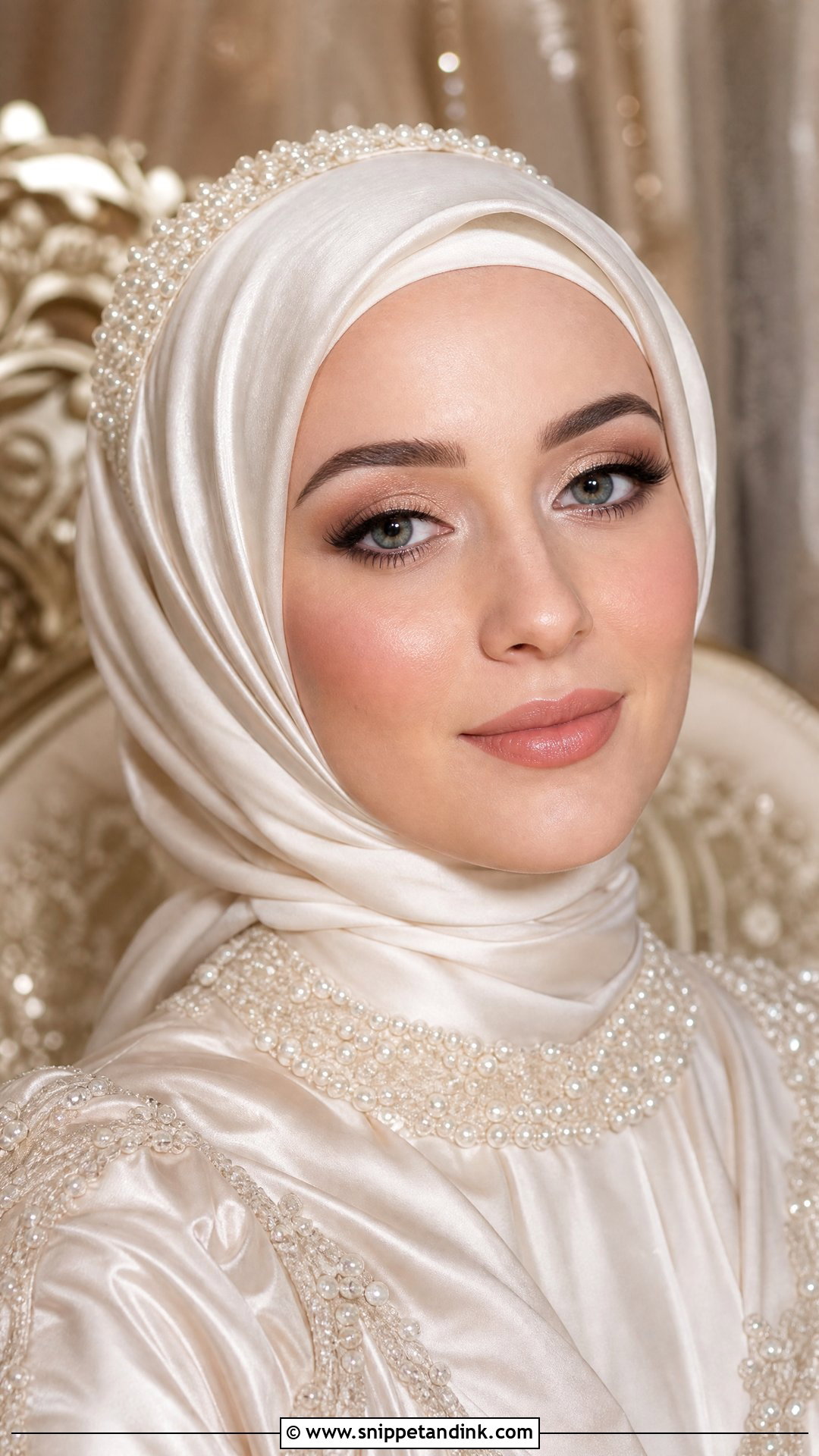 Champagne Hijabi Bridal Makeup - Snippet and Ink - 20 Hijabi Bridal Makeup Ideas