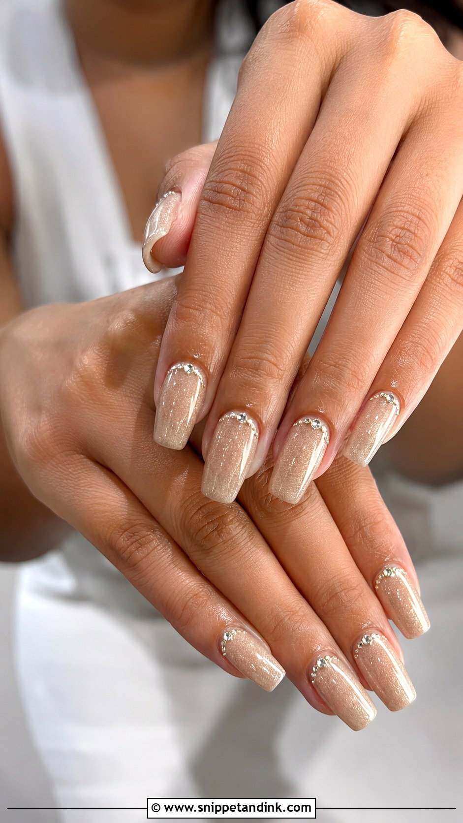Champagne Indian Bride Nails With Shimmer - Snippet and Ink - 20 Indian Bride Wedding Nails