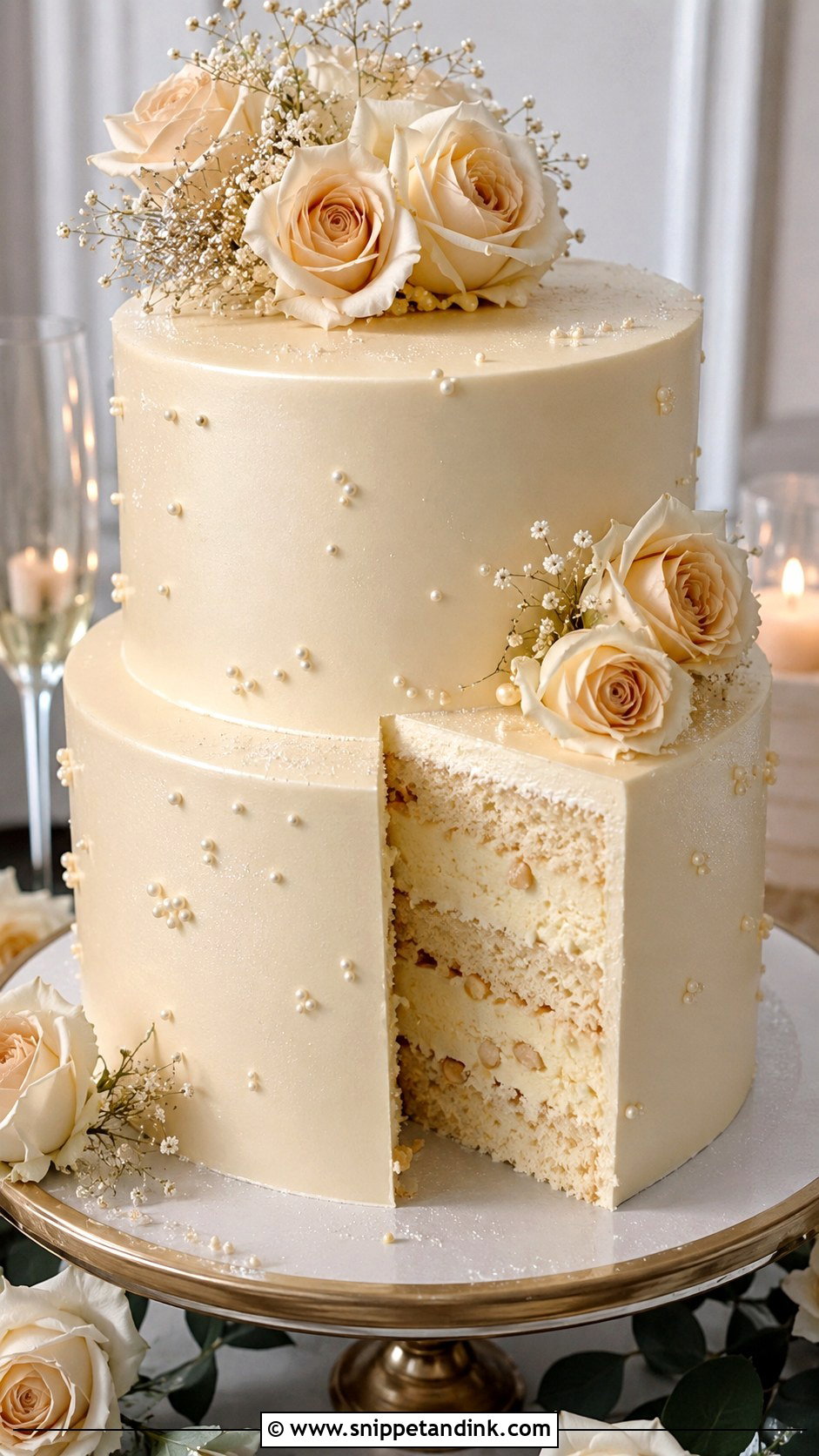 Champagne Mousse Wedding Cake - Snippet and Ink - 25 Mousse Wedding Cake Ideas