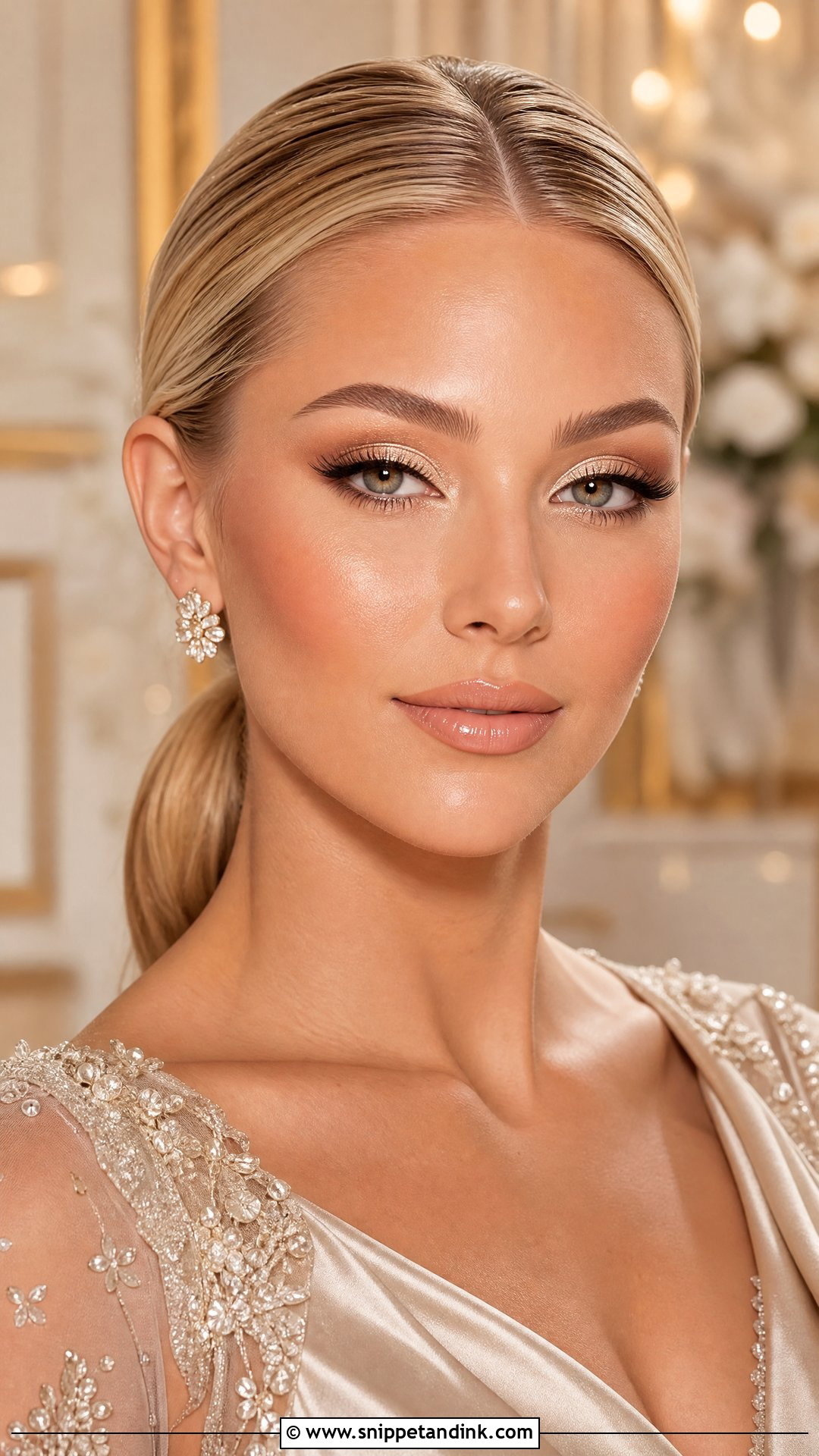 Champagne Nude Bridal Makeup - Snippet and Ink - 20 Bride Lipstick Ideas