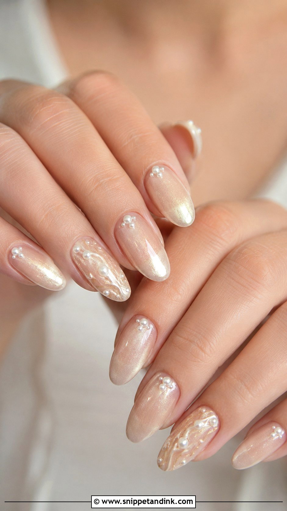 Champagne Pearl Wedding Nails - Snippet and Ink - 20 Champagne Wedding Nails