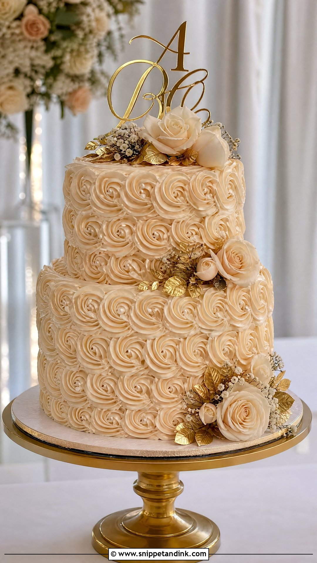 Champagne Rosette Wedding Cake - Snippet and Ink - 30 Rosette Cake Ideas for Wedding