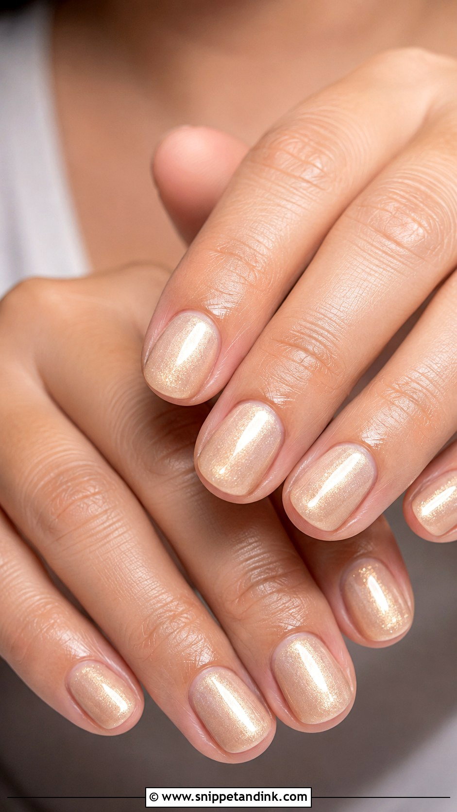 Champagne Shimmer Anniversary Nails - Snippet and Ink - 20 Wedding Anniversary Nails Ideas