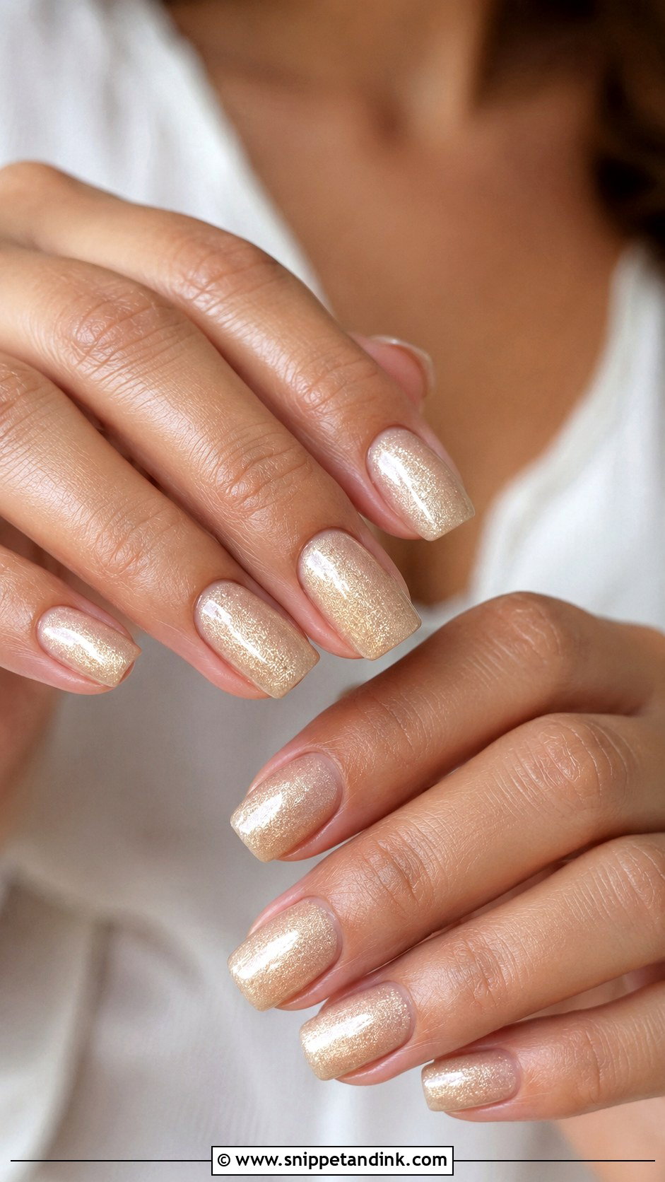 Champagne Shimmer Beach Wedding Nails - Snippet and Ink - 20 Beach Wedding Nails for Guest