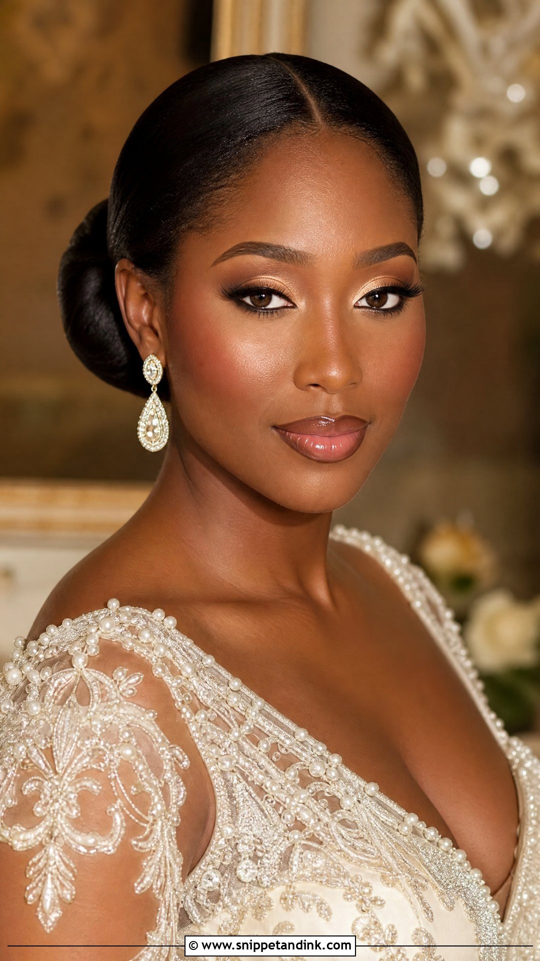 Champagne Shimmer Black Bride Makeup - Snippet and Ink - 20 Black Wedding Makeup Ideas