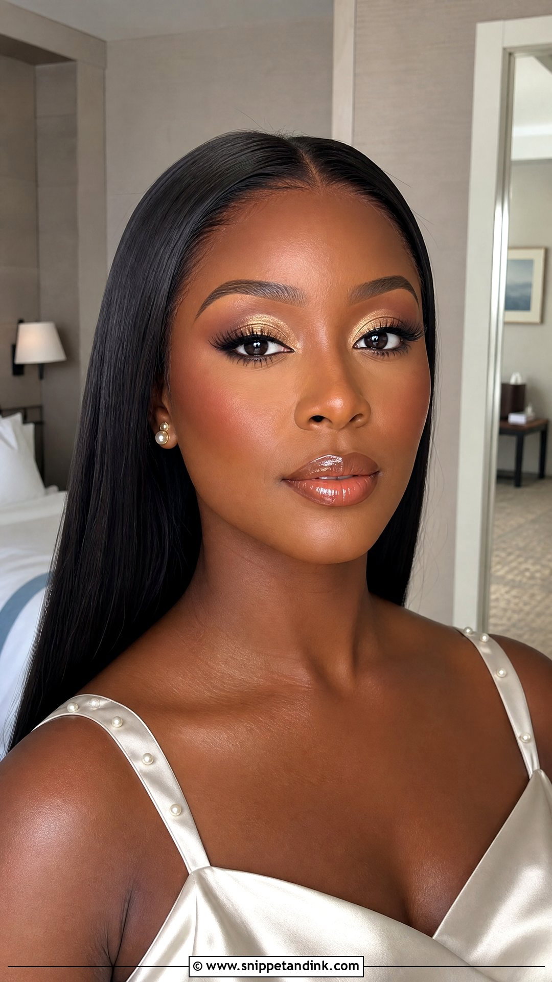 Champagne Shimmer Black Wedding Makeup - Snippet and Ink - 20 Black Wedding Makeup Dark Skin Girl Ideas