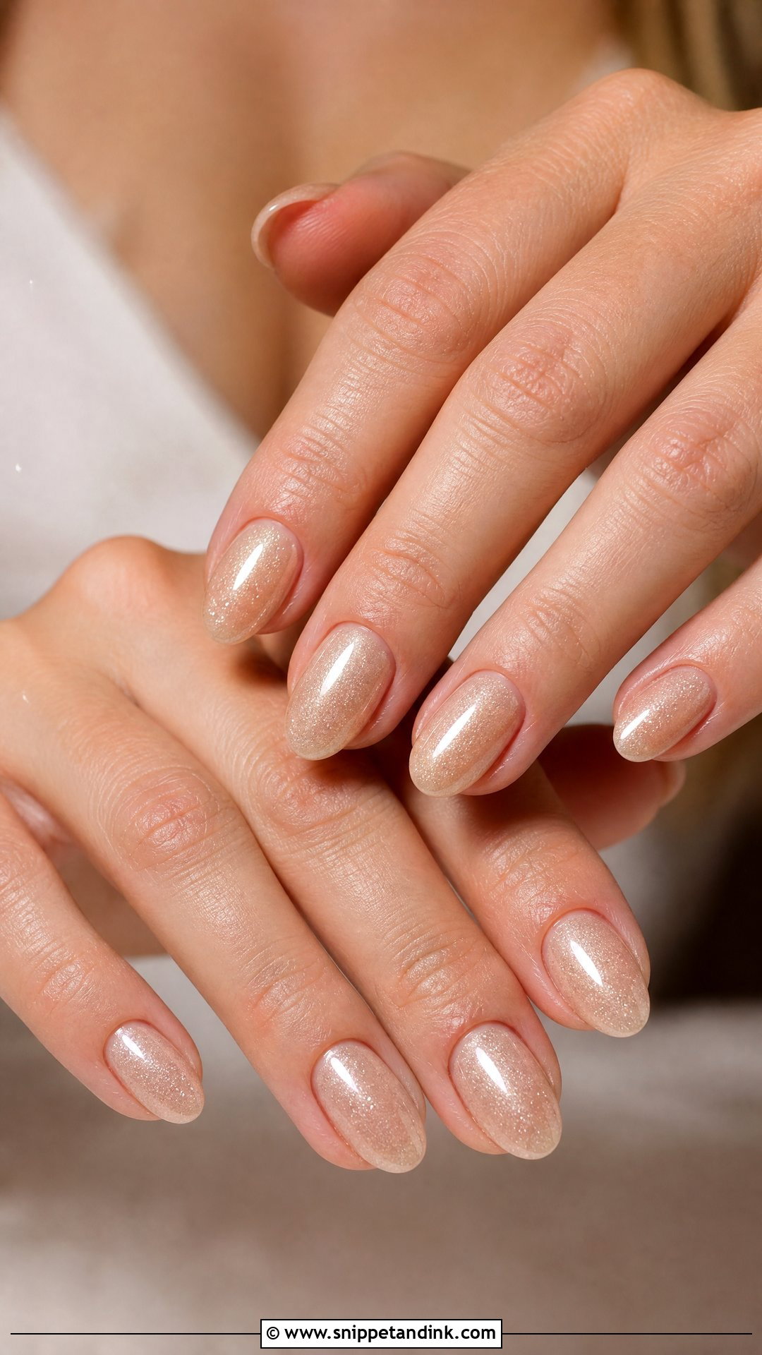 Champagne Shimmer Bridal Gel Nails - Snippet and Ink - 25 Bridal Gel Nails