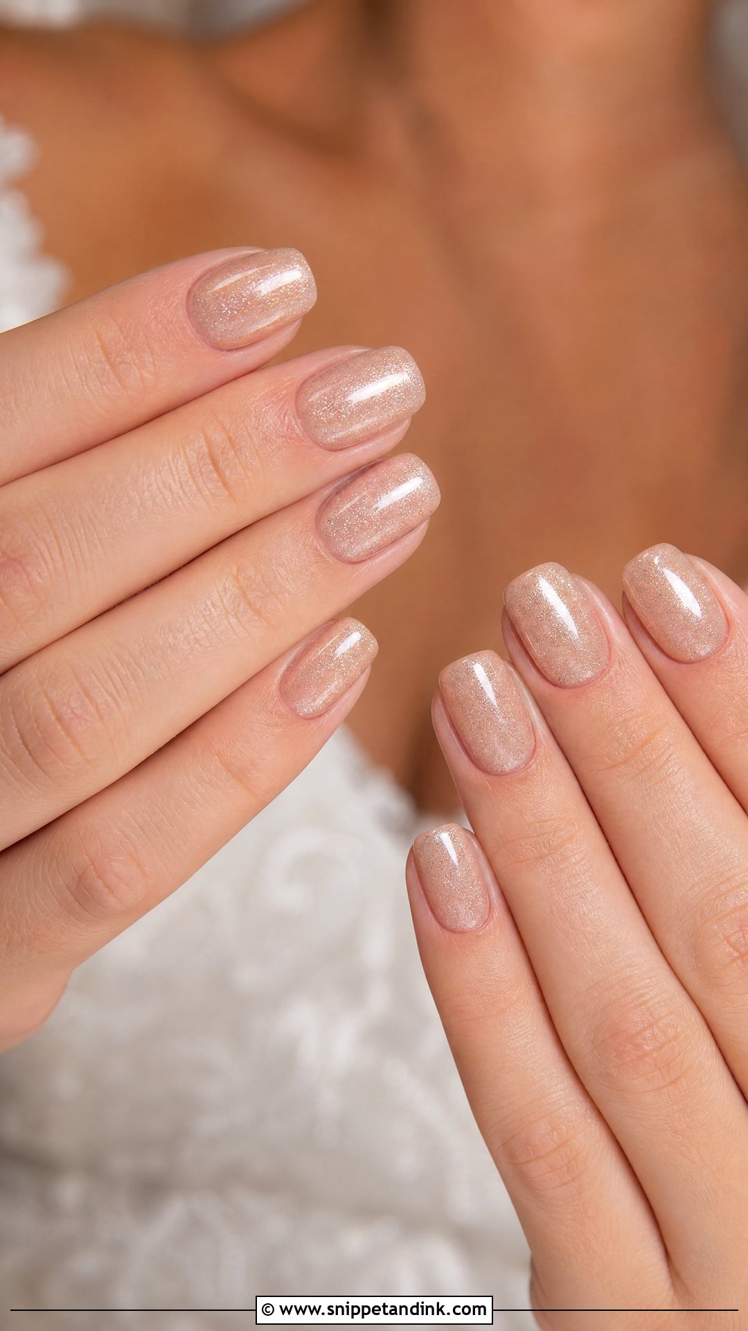 Champagne Shimmer Bridal Nails - Snippet and Ink - 25 Fun Bridal Nails