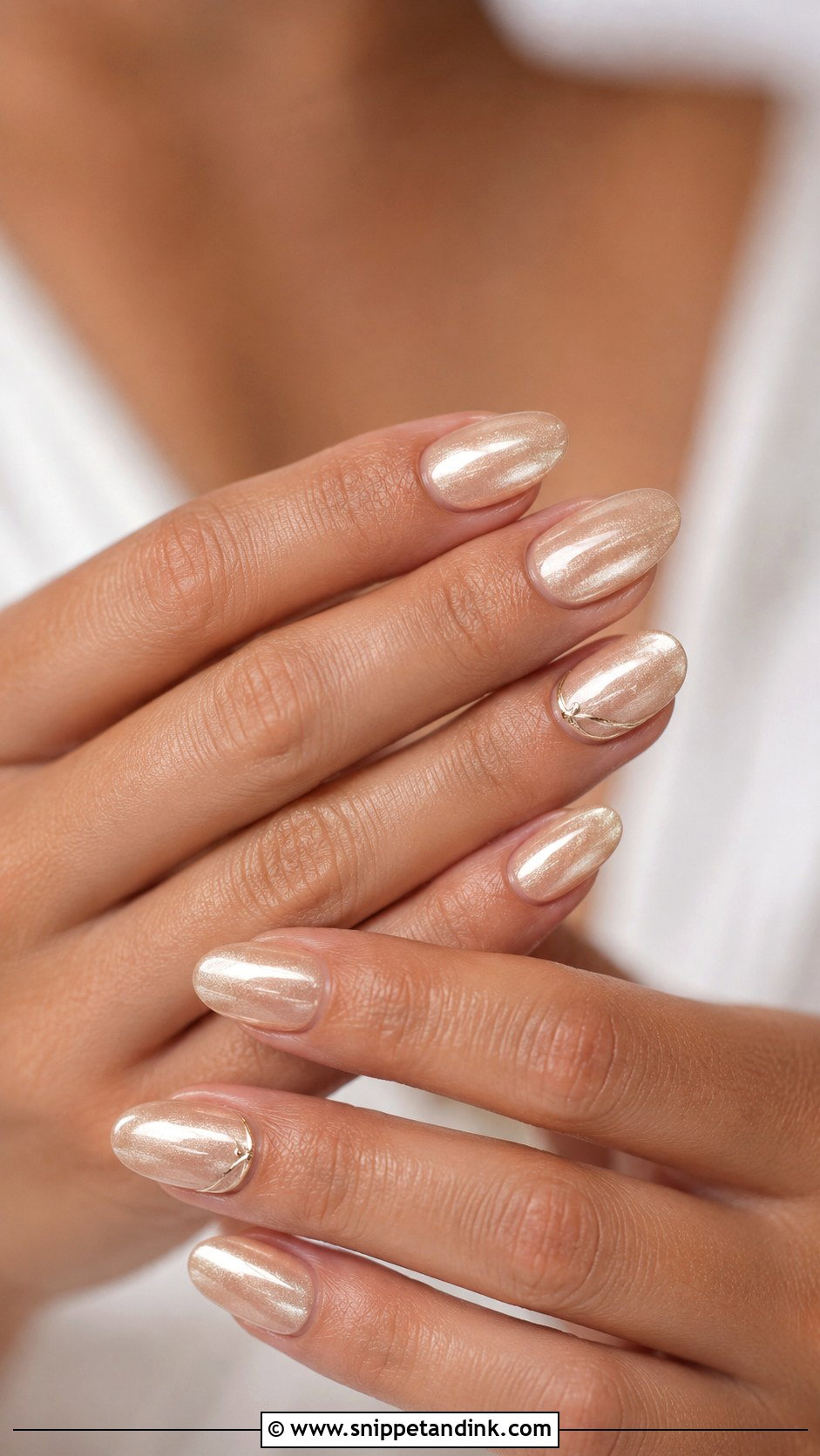 Champagne Shimmer Bridal Nails - Snippet and Ink - 30 Elegant Bridal Nails Wedding