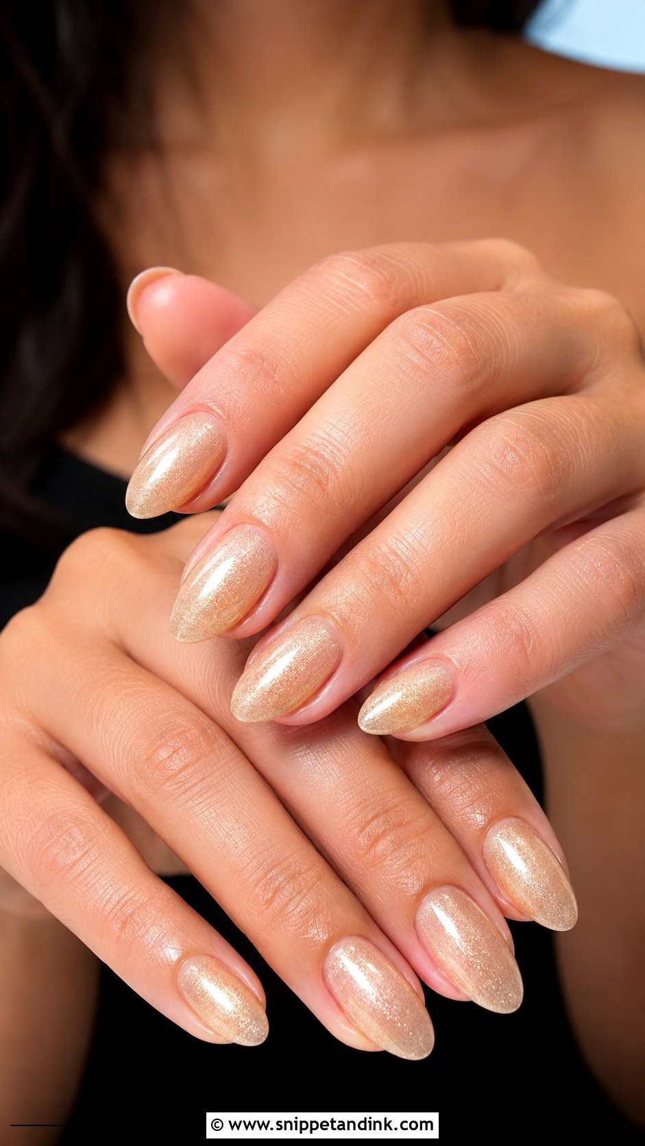 Champagne Shimmer Engagement Nails - Snippet and Ink - 30 Nails for Engagement