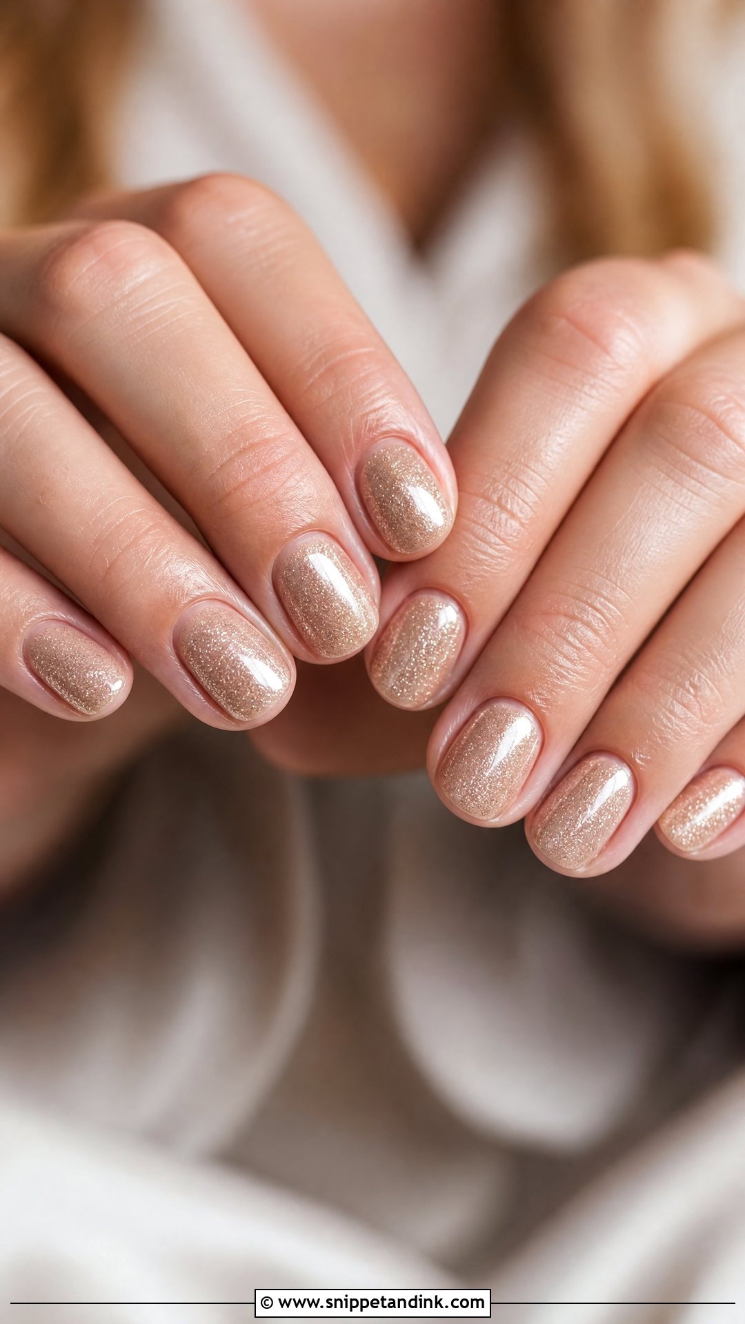 Champagne Shimmer Fall Wedding Guest Nails - Snippet and Ink - 25 Fall Wedding Nails for Guest