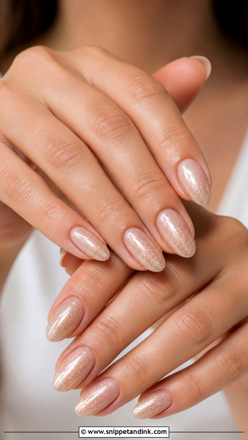 Champagne Shimmer Gel Nails For Bride Wedding - Snippet and Ink - 20 Gel Nails for the Bride Wedding