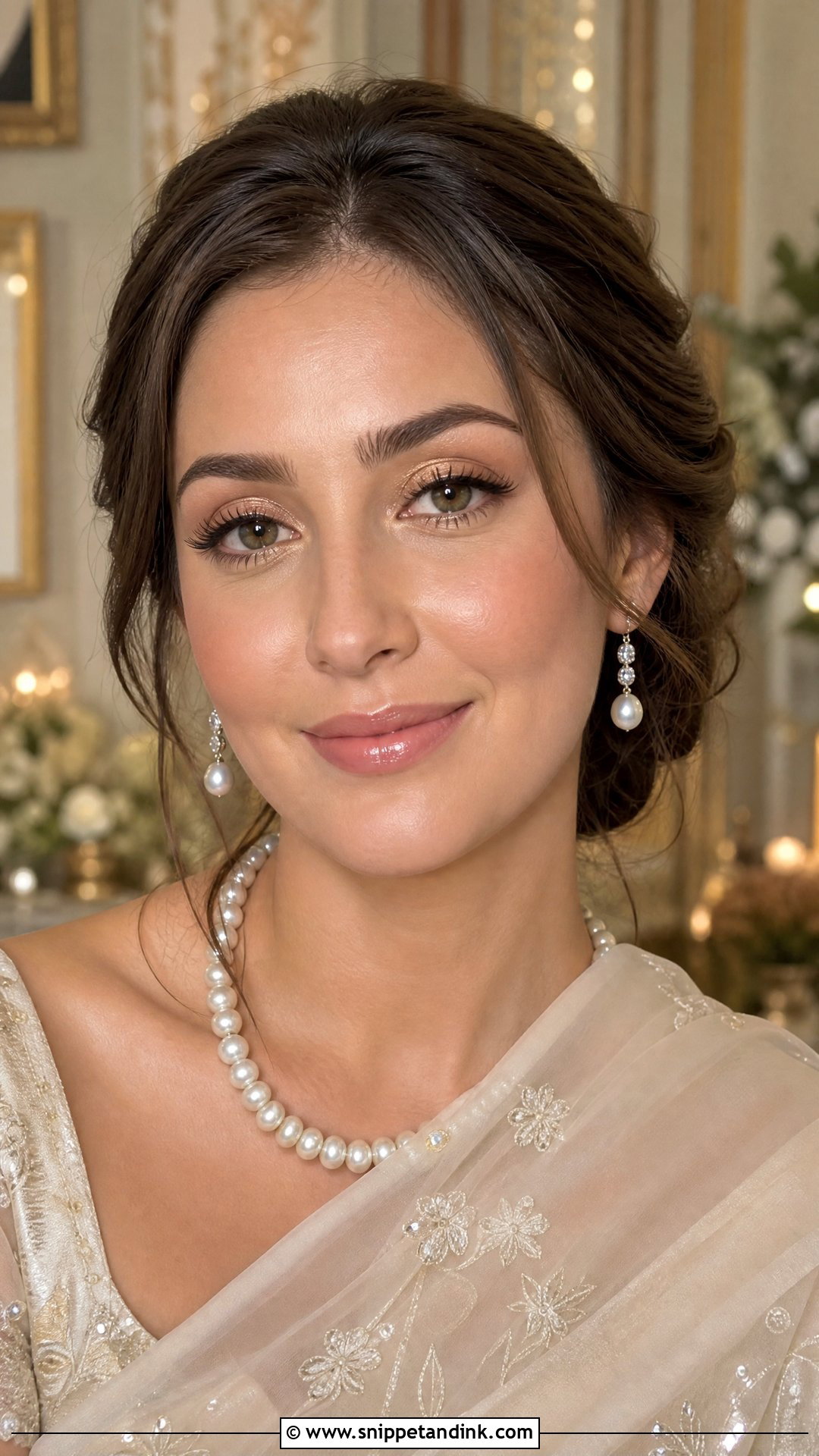 Champagne Shimmer Indian Wedding Guest Makeup - Snippet and Ink - 25 Indian Wedding Guest Makeup Ideas
