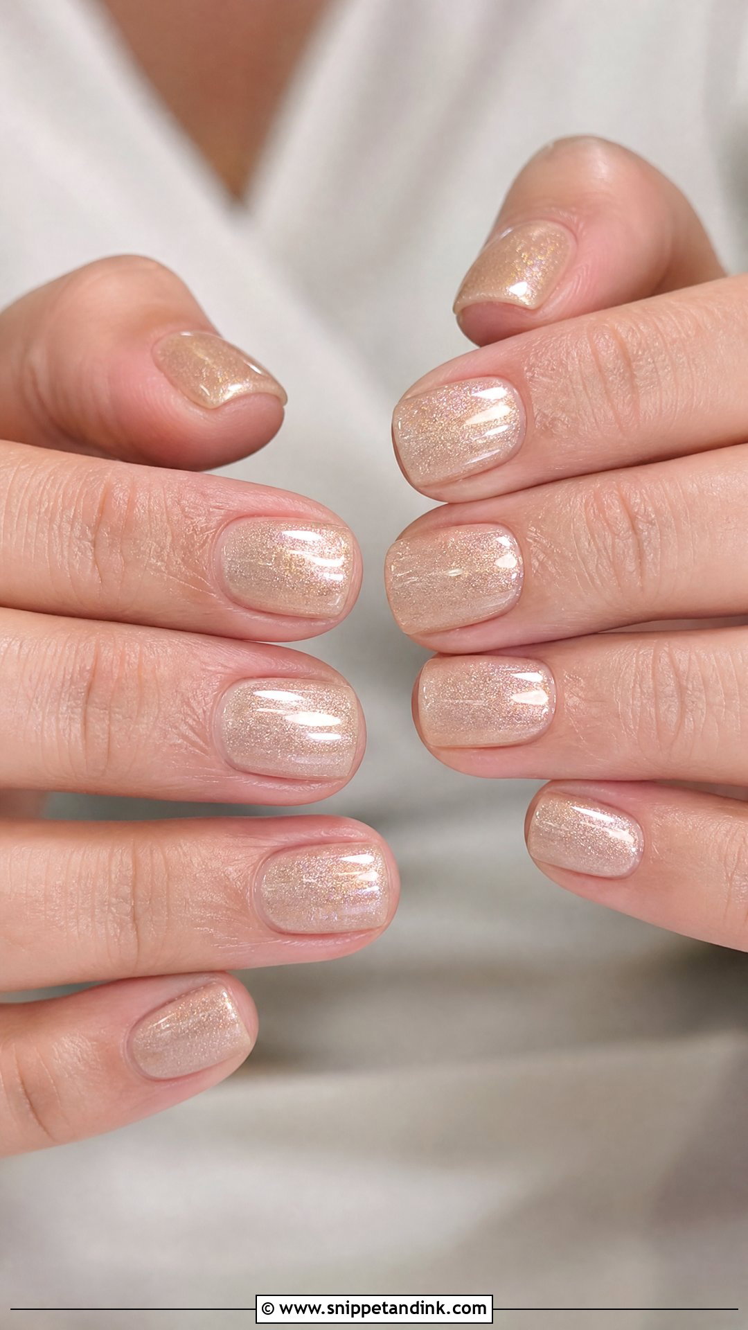 Champagne Shimmer Nails - Snippet and Ink - 30 Classy Wedding Guest Nails Ideas