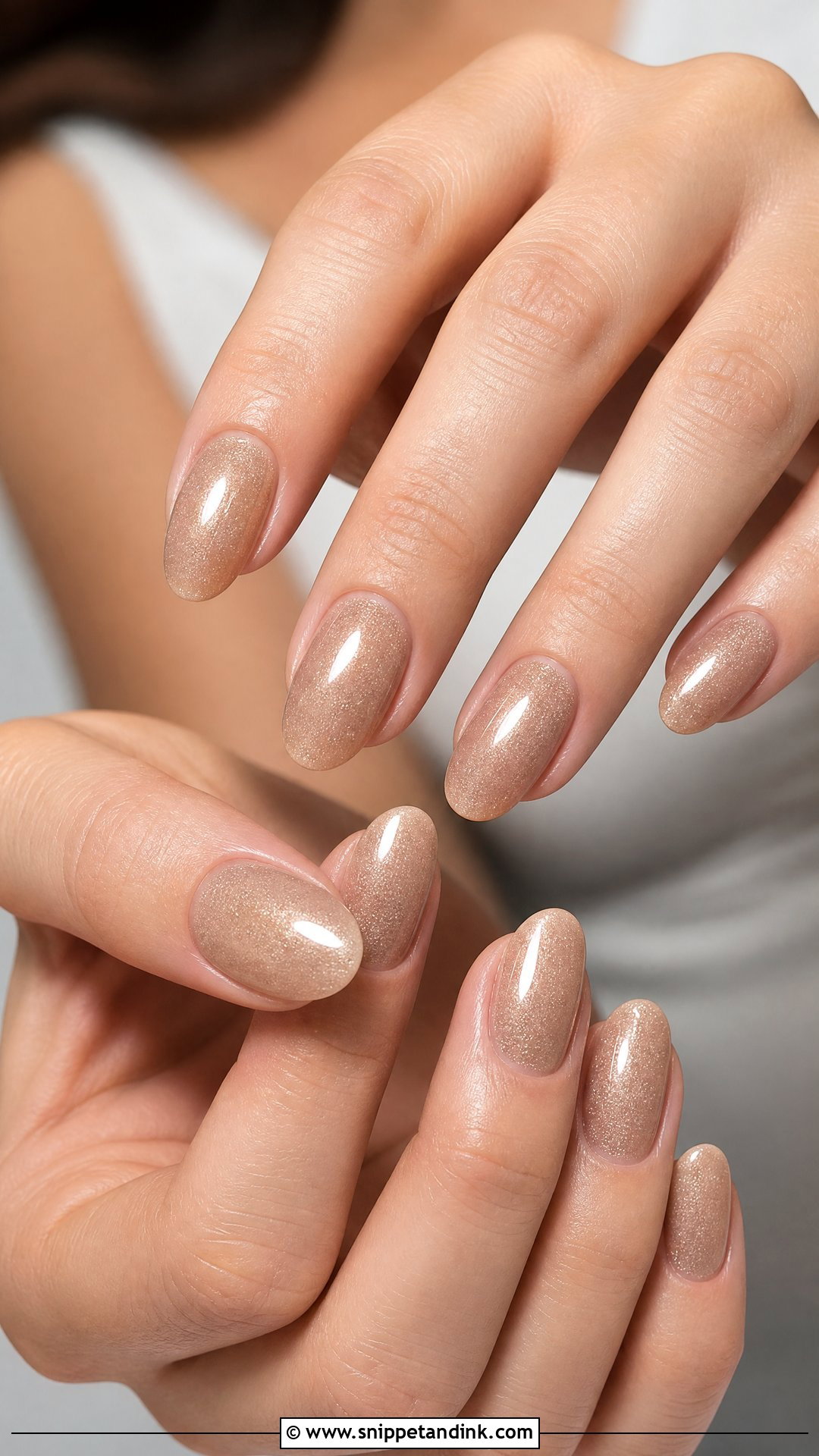 Champagne Shimmer Nails - Snippet and Ink - 20 Neutral Wedding Guest Nails