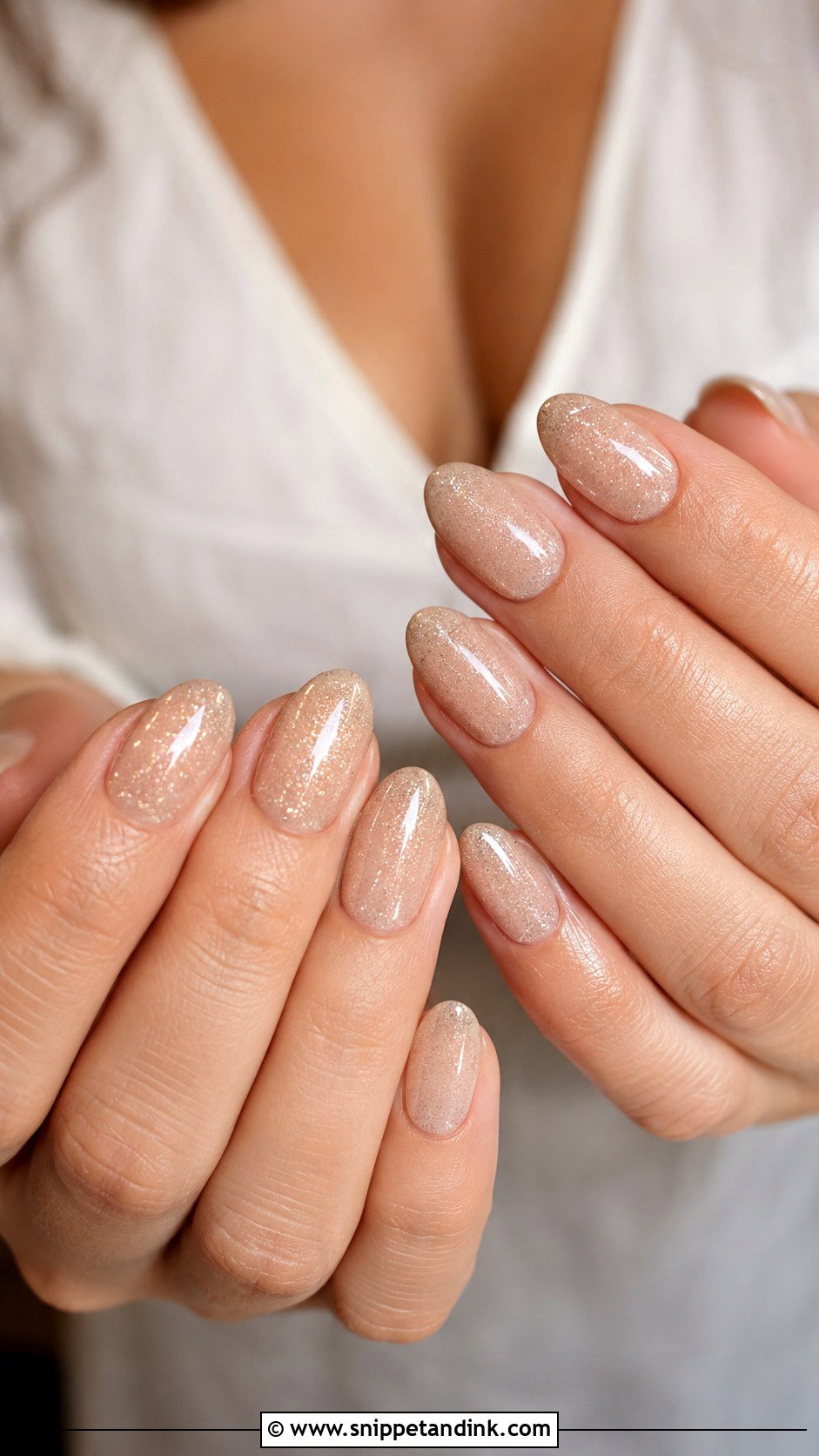 Champagne Shimmer Neutral Bridal Nails - Snippet and Ink - 20 Neutral Bridal Nails