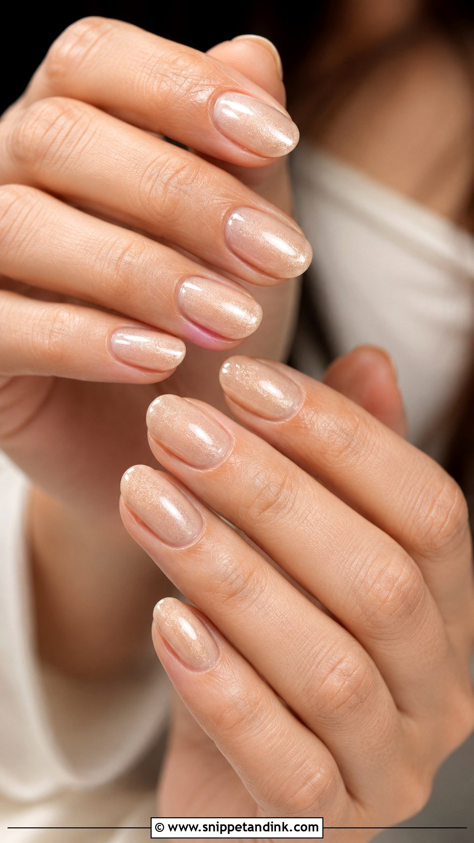 Champagne Shimmer Oval Bridal Nails - Snippet and Ink - 20 Oval Bridal Nails