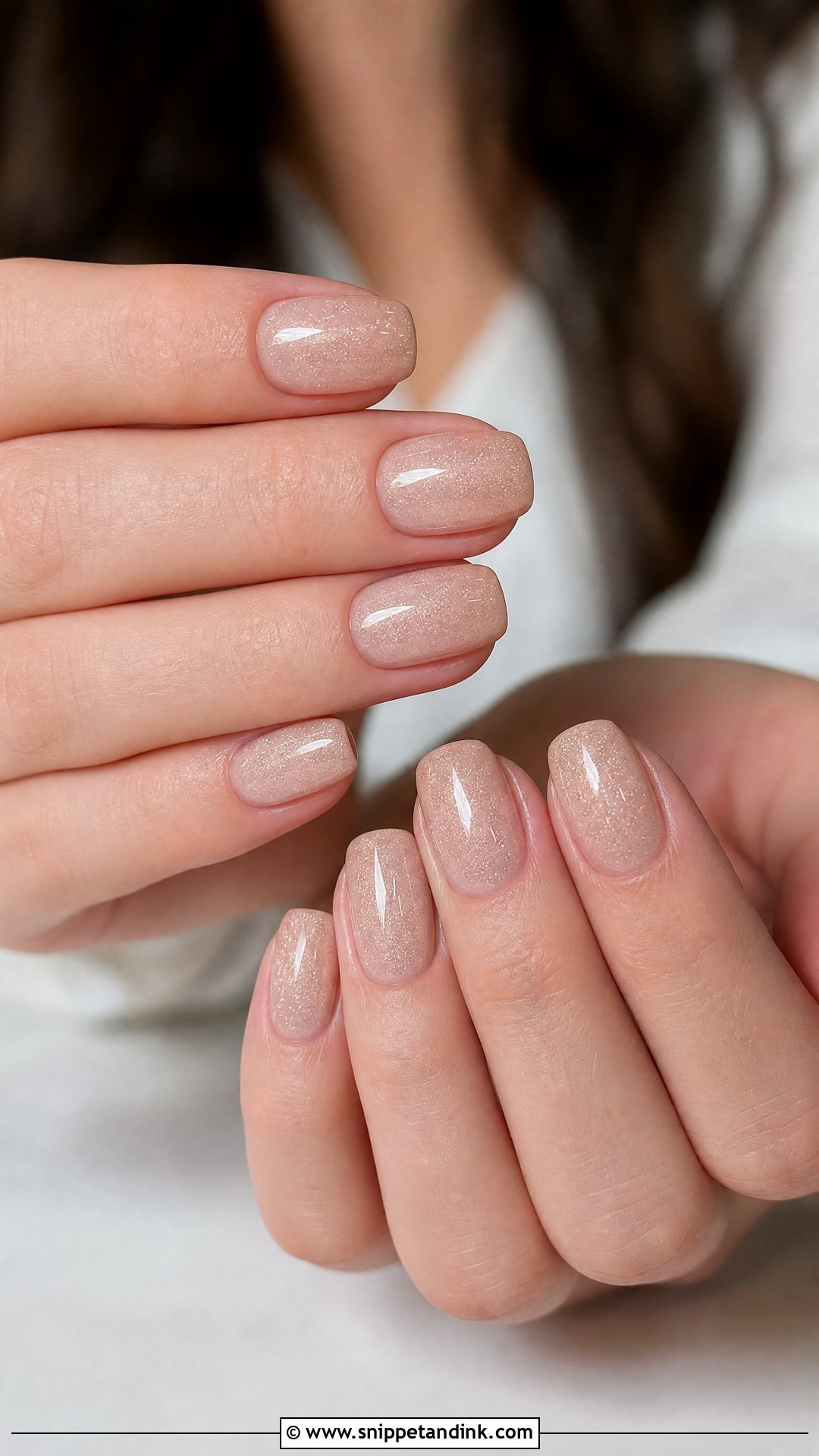 Champagne Shimmer Wedding Gel Nails - Snippet and Ink - 25 Wedding Gel Nails
