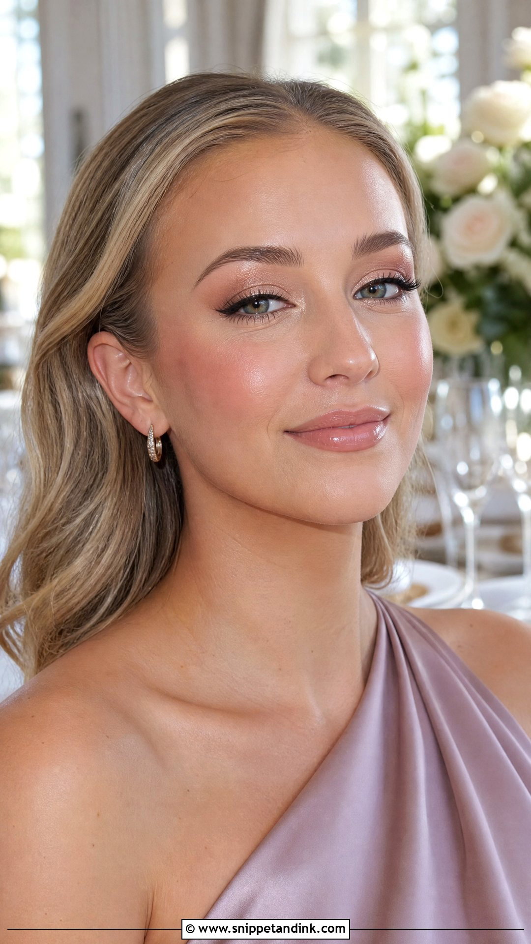Champagne Shimmer Wedding Guest Makeup - Snippet and Ink - 20 Light Makeup for Wedding Guest Ideas