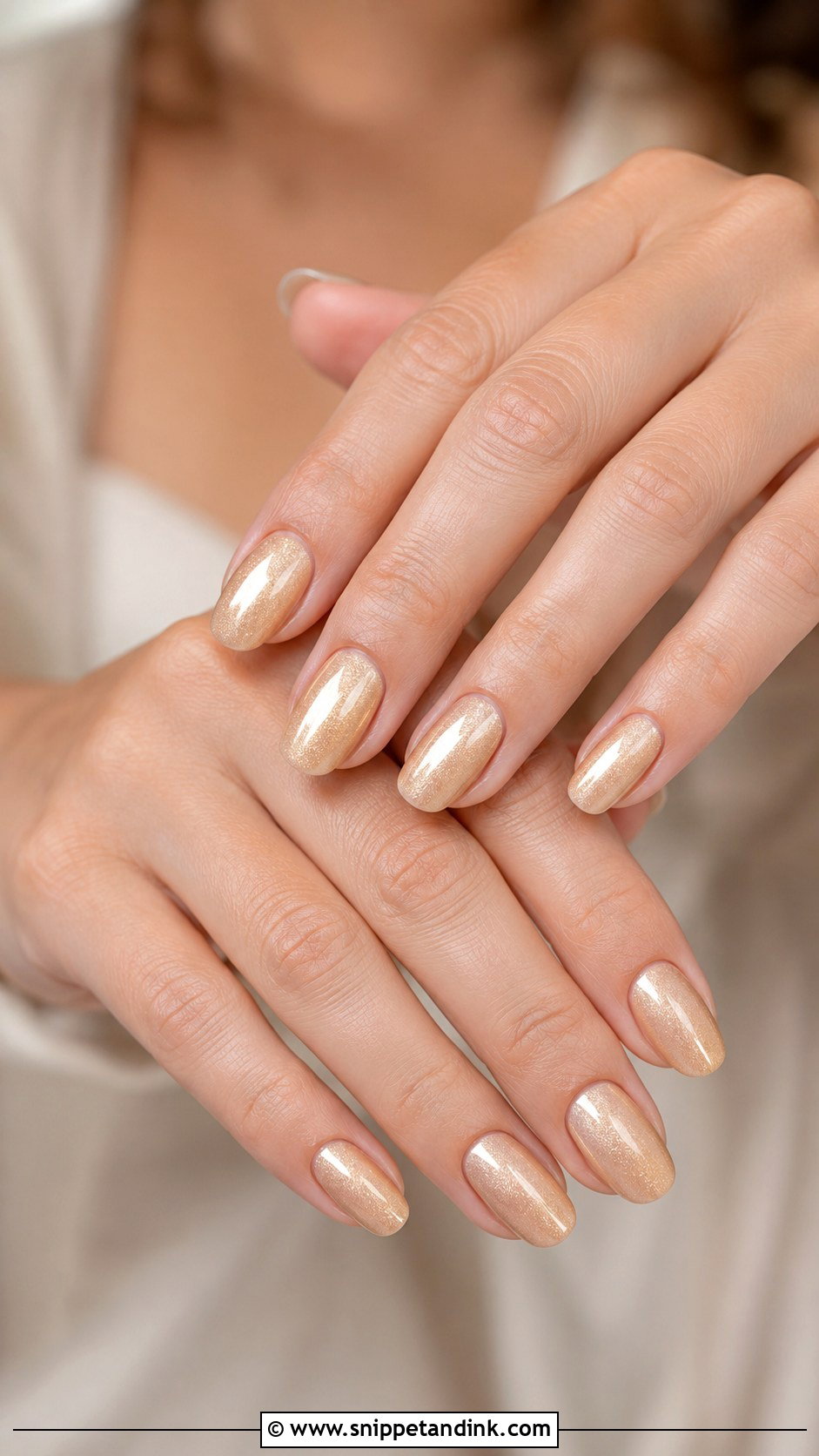 Champagne Shimmer Wedding Manicure - Snippet and Ink - 20 Wedding Manicure for Bride Ideas