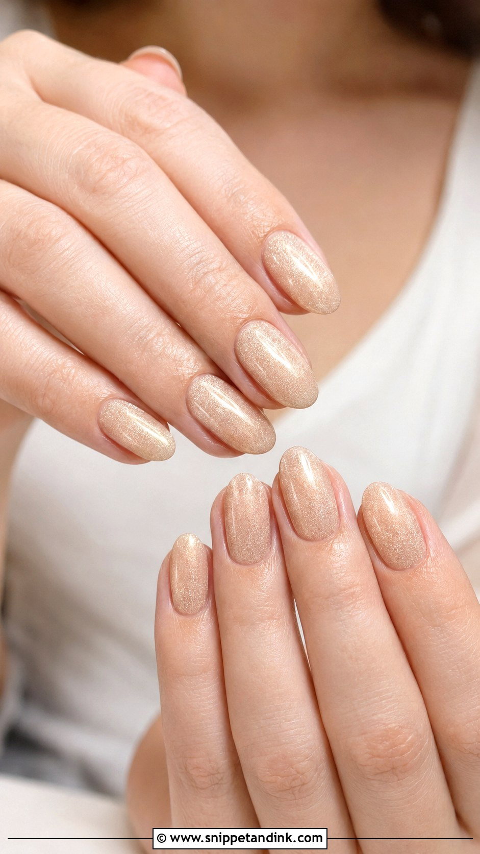 Champagne Shimmer Wedding Nails - Snippet and Ink - 20 Bridal Manicure Wedding Nails Ideas