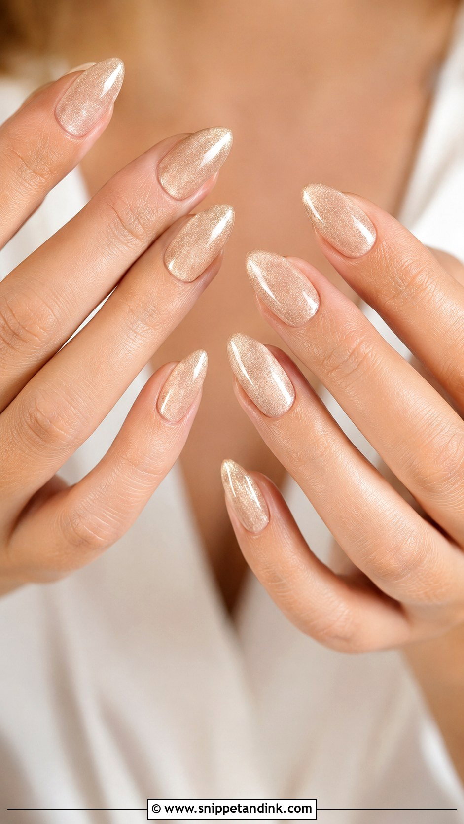 Champagne Shimmer Wedding Nails - Snippet and Ink - 20 Wedding Nails for Mother of the Bride