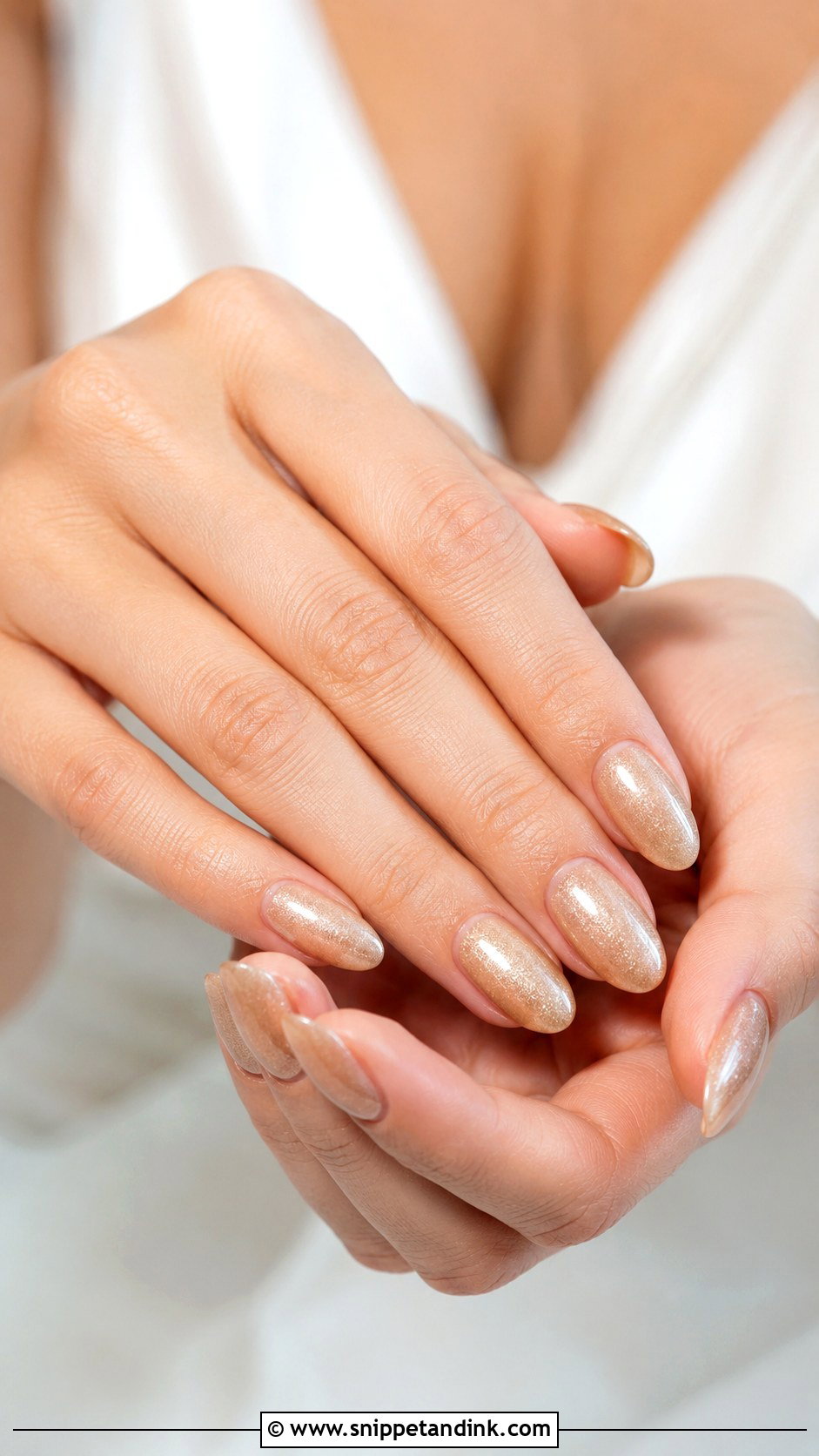 Champagne Shimmer Wedding Nails - Snippet and Ink - 30 Elegant Nail Art Wedding Ideas