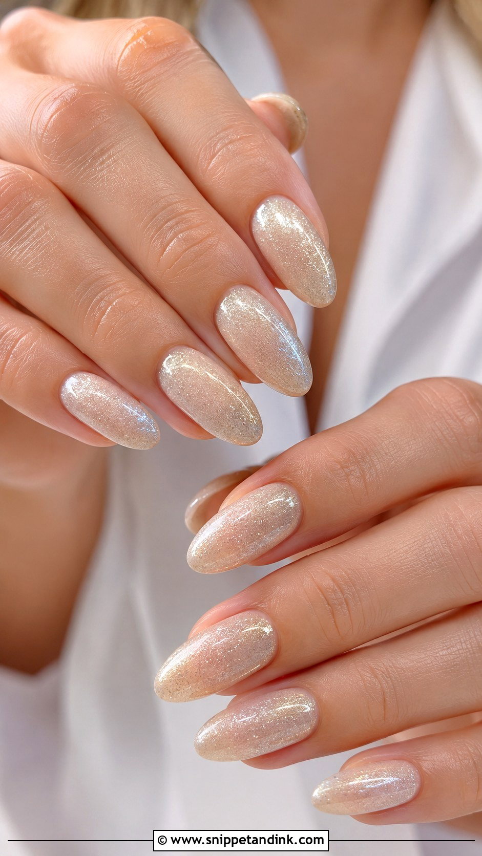 Champagne Shimmer Wedding Nails - Snippet and Ink - 20 Classy Wedding Nails Design