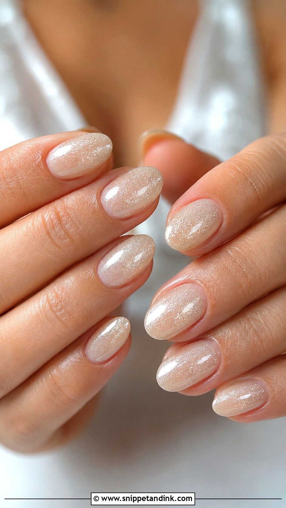 Champagne Shimmer Wedding Nails - Snippet and Ink - 20 Nail Design for Wedding Ideas
