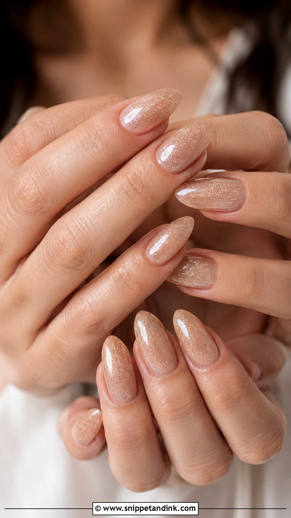 Champagne Shimmer Wedding Nails - Snippet and Ink - 20 Simple Wedding Nail Ideas