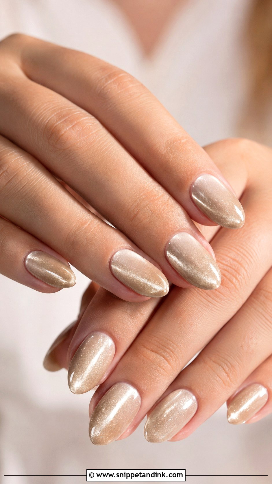 Champagne Shimmer Wedding Nails - Snippet and Ink - 20 Aesthetic Nails for Wedding