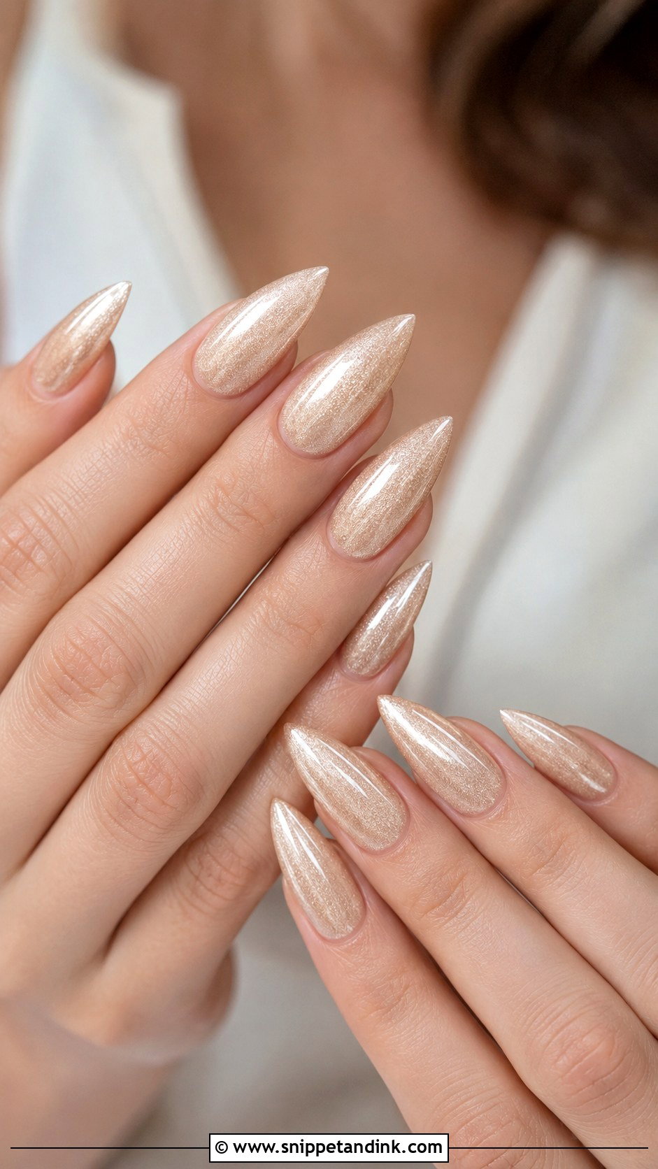 Champagne Stiletto Wedding Nails - Snippet and Ink - 20 Stiletto Wedding Nails