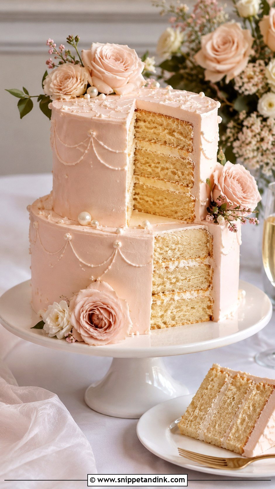 Champagne Style Wedding Cake - Snippet and Ink - 20 Classic Wedding Cake Recipe