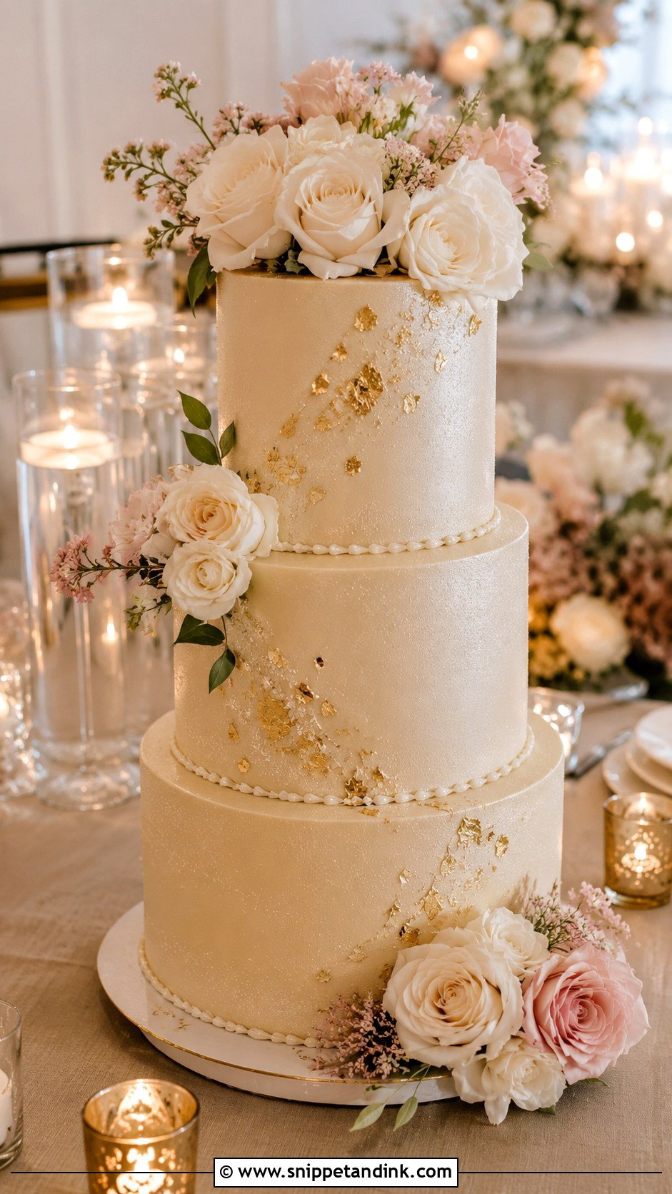 Champagne Wedding Cake - Snippet and Ink - 20 Glitz and Glam Cake Ideas for Wedding