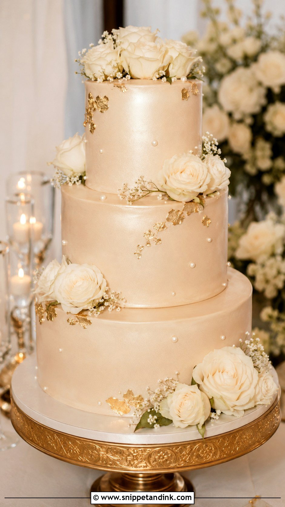 Champagne Wedding Cake - Snippet and Ink - 20 Sophisticated Wedding Cake Ideas