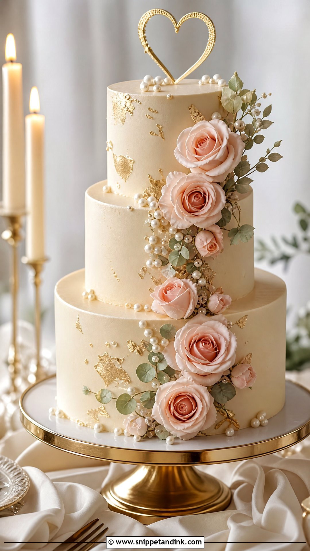 Champagne Wedding Cake - Snippet and Ink - 25 Love Theme Cake Ideas for Wedding
