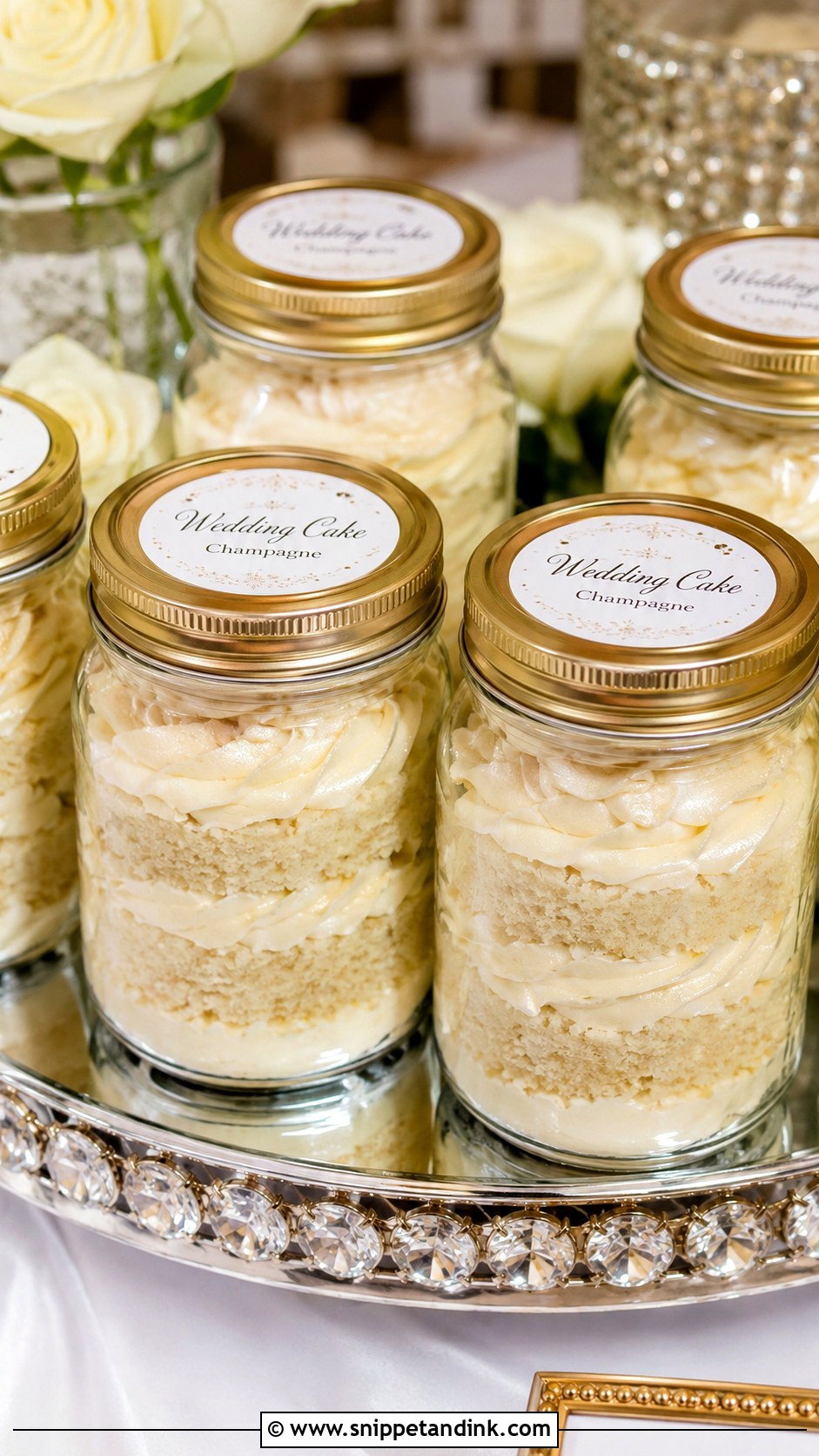 Champagne Wedding Cake In A Jar - Snippet and Ink - 25 Wedding Cake Ideas in a Jar