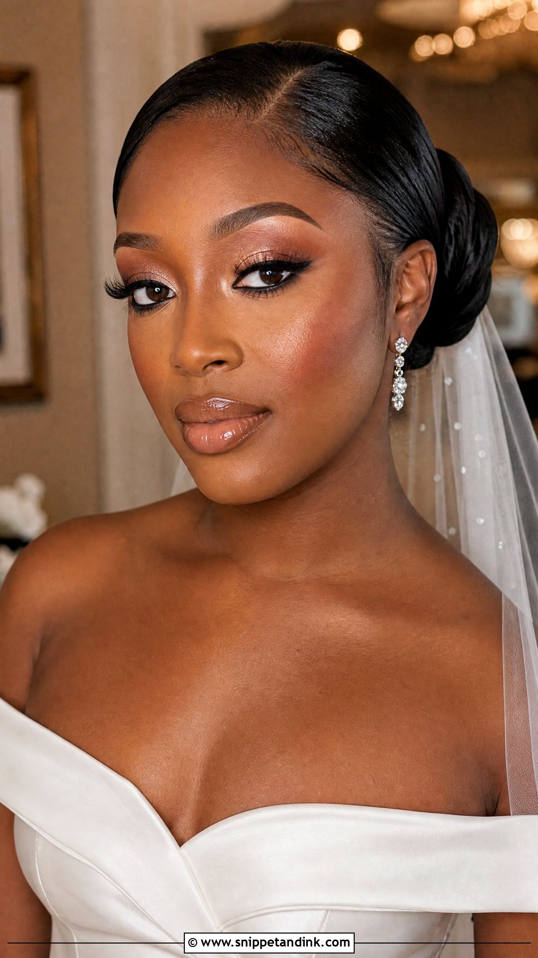 Champagne Wedding Makeup For Black Women - Snippet and Ink - 20 Black Woman Wedding Makeup Ideas