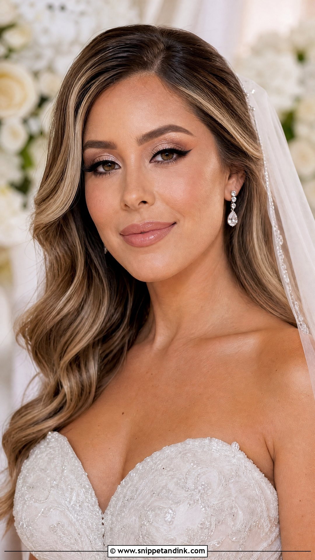 Champagne Winged Eyeliner Wedding Makeup - Snippet and Ink - 20 Winged Eyeliner Wedding Makeup Ideas