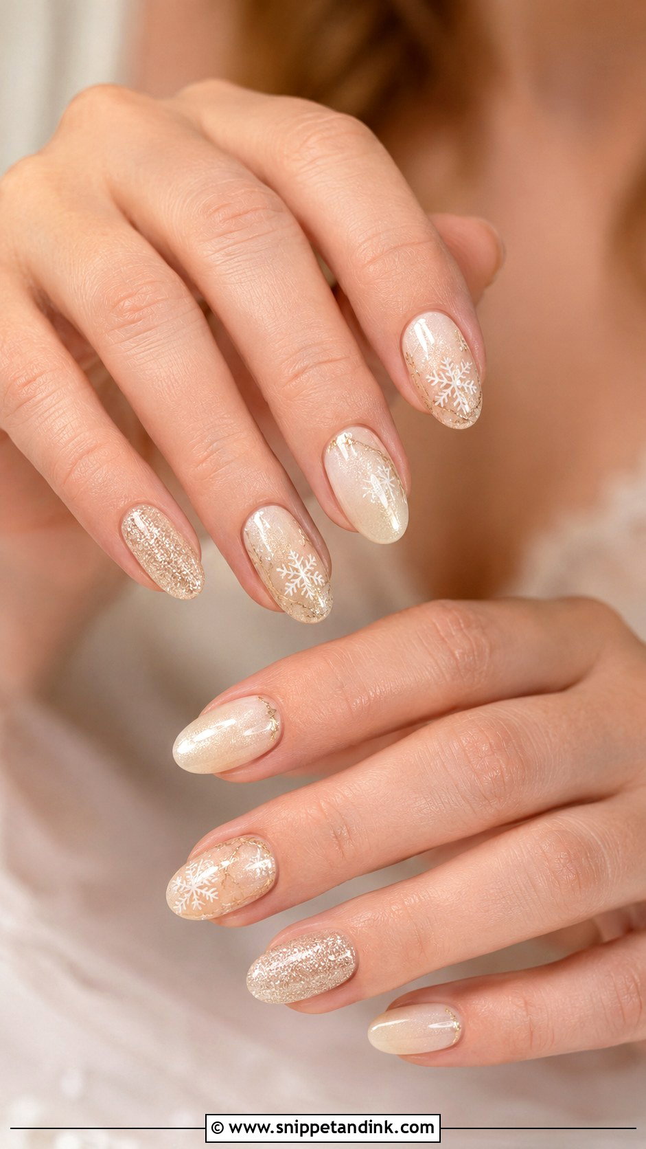 Champagne Winter Wedding Nails - Snippet and Ink - 20 Winter Wedding Nails for Bride